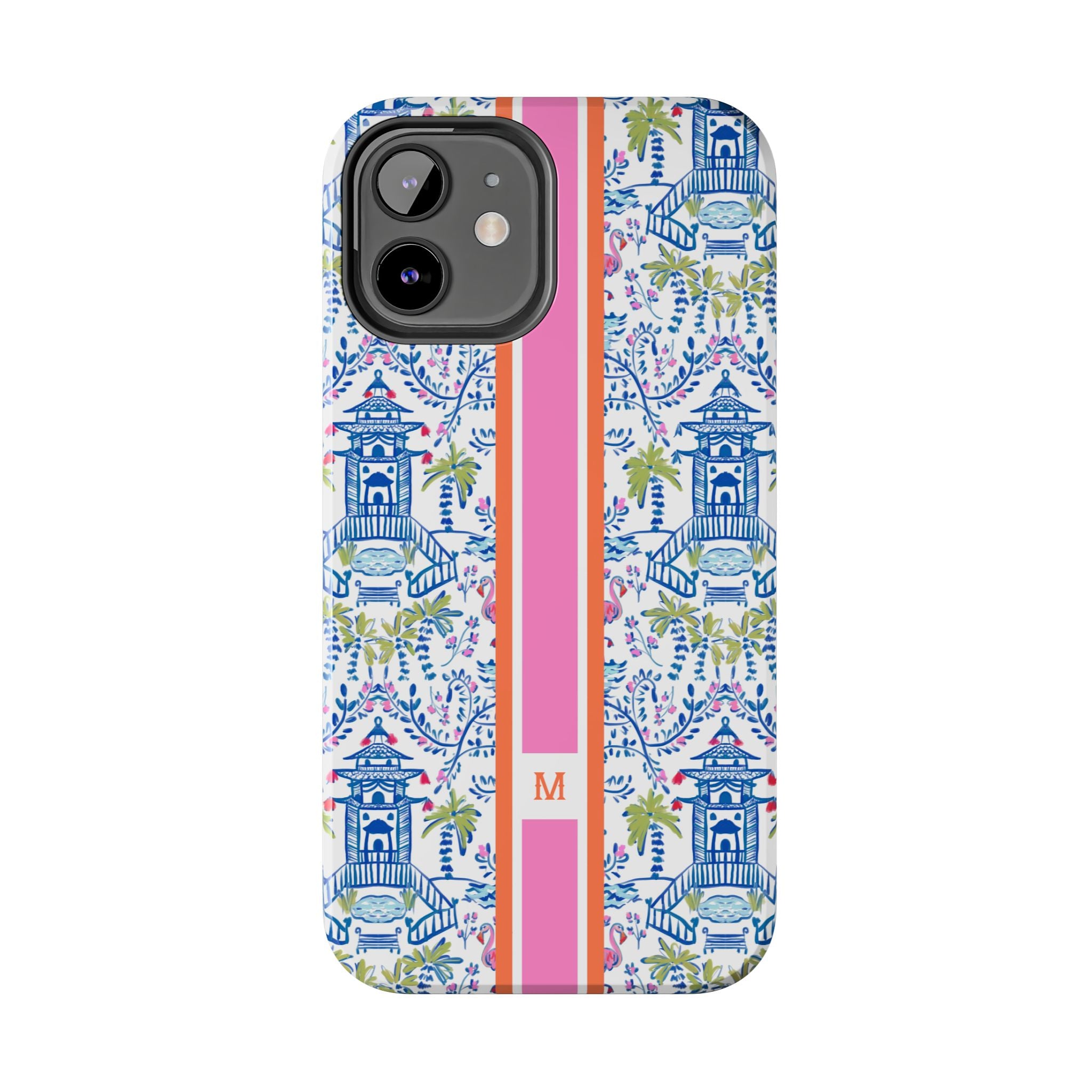Colorful Chinoiserie Monogrammed Tough Phone Case
