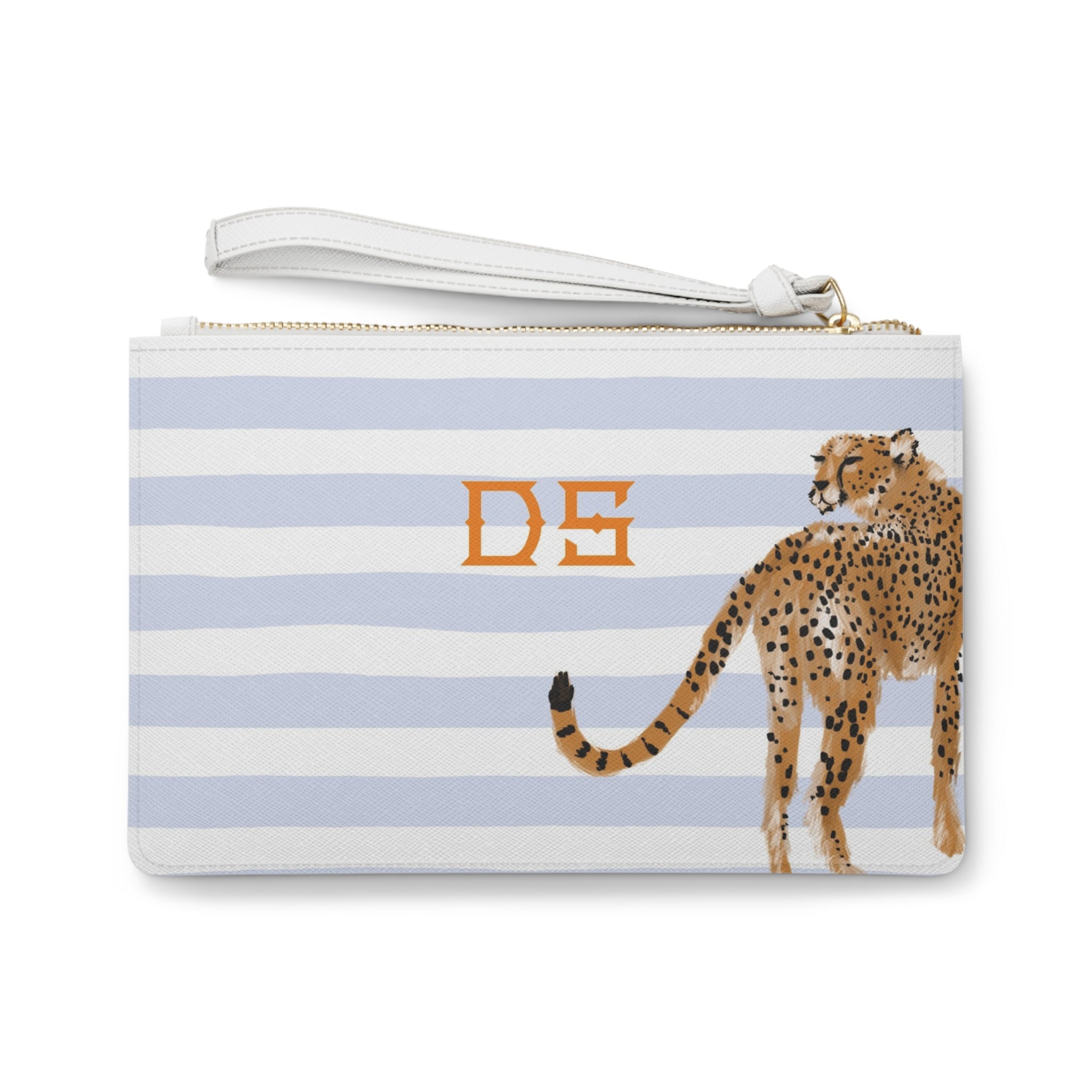 Preppy Cheetah (Blue) Monogrammed Mahjong Card Holder