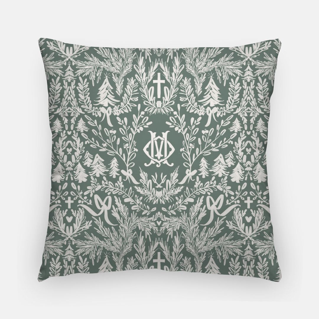 Toile Christmas Monogrammed Pillowcase 20"x20"