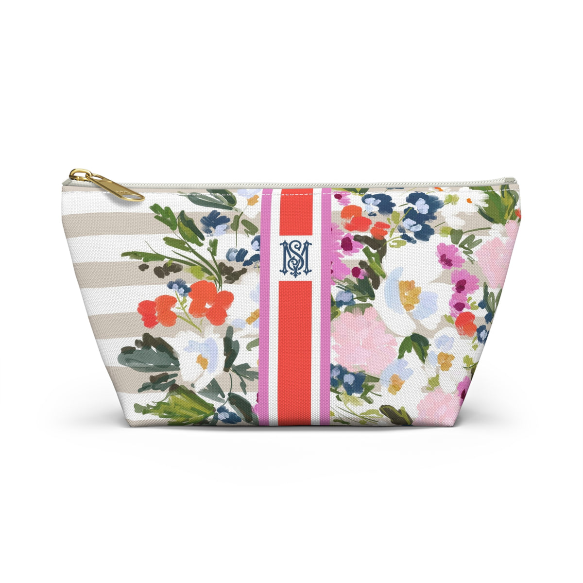 Veranda Striped Monogrammed Pouch
