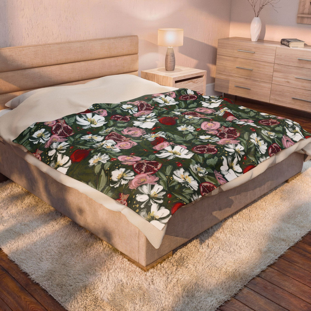 Crimson Harvest Velveteen Throw Blanket