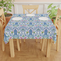 Colorful Coastal Chinoiserie Square Tablecloth
