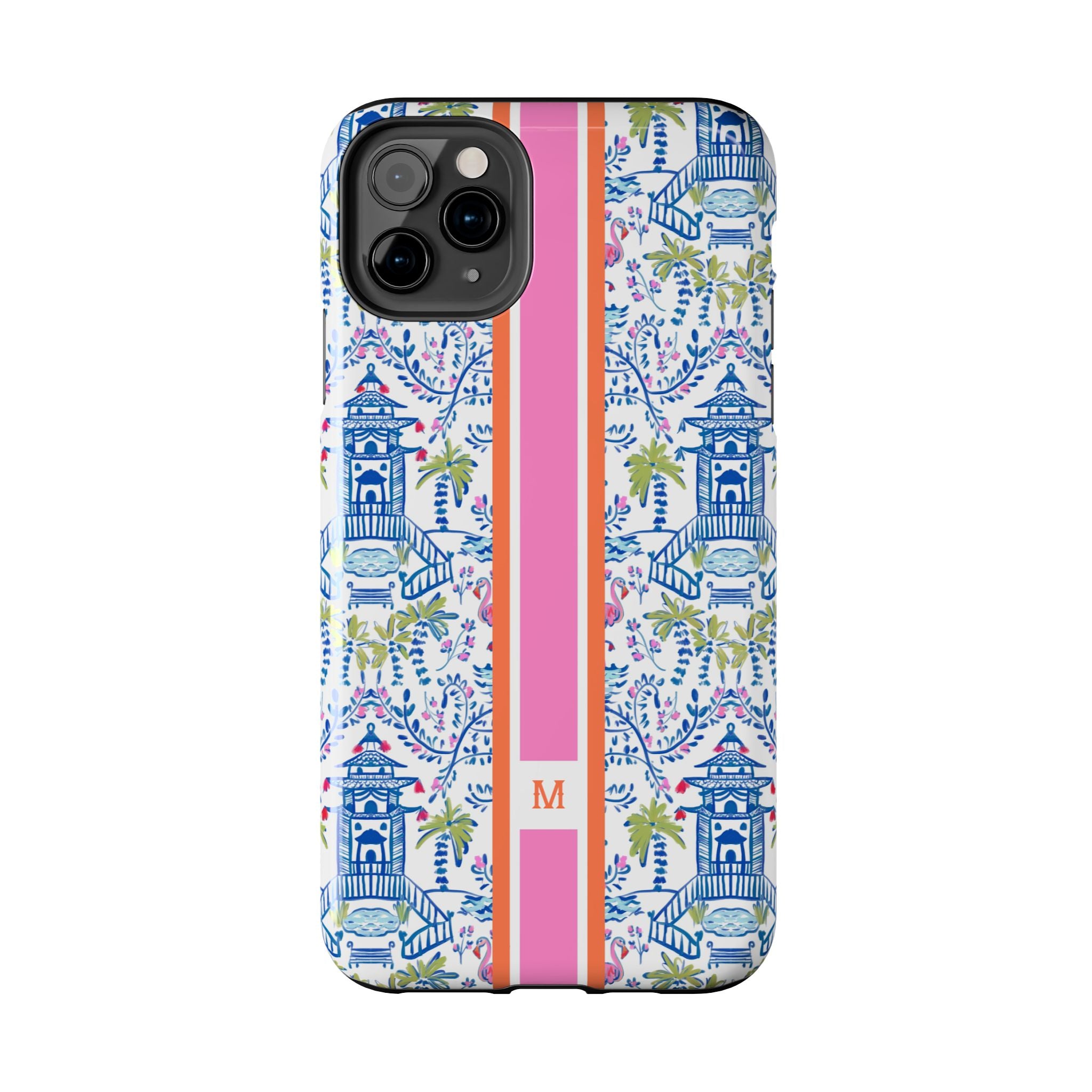 Colorful Chinoiserie Monogrammed Tough Phone Case