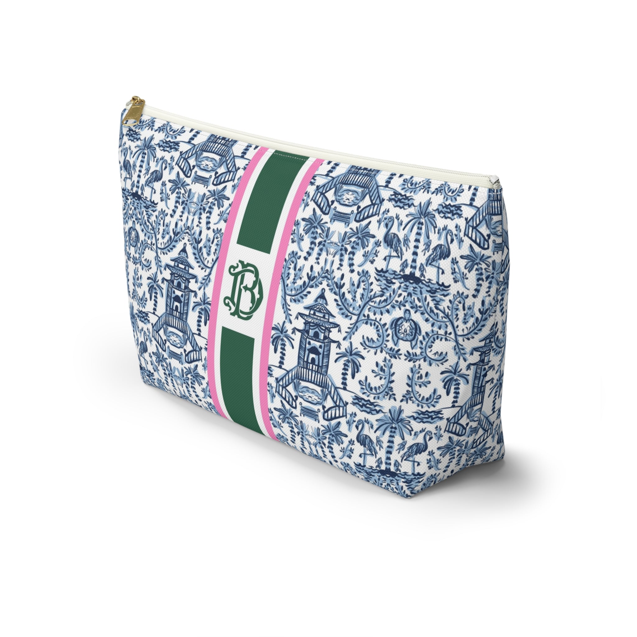 Palm Beach Striped Monogrammed Pouch