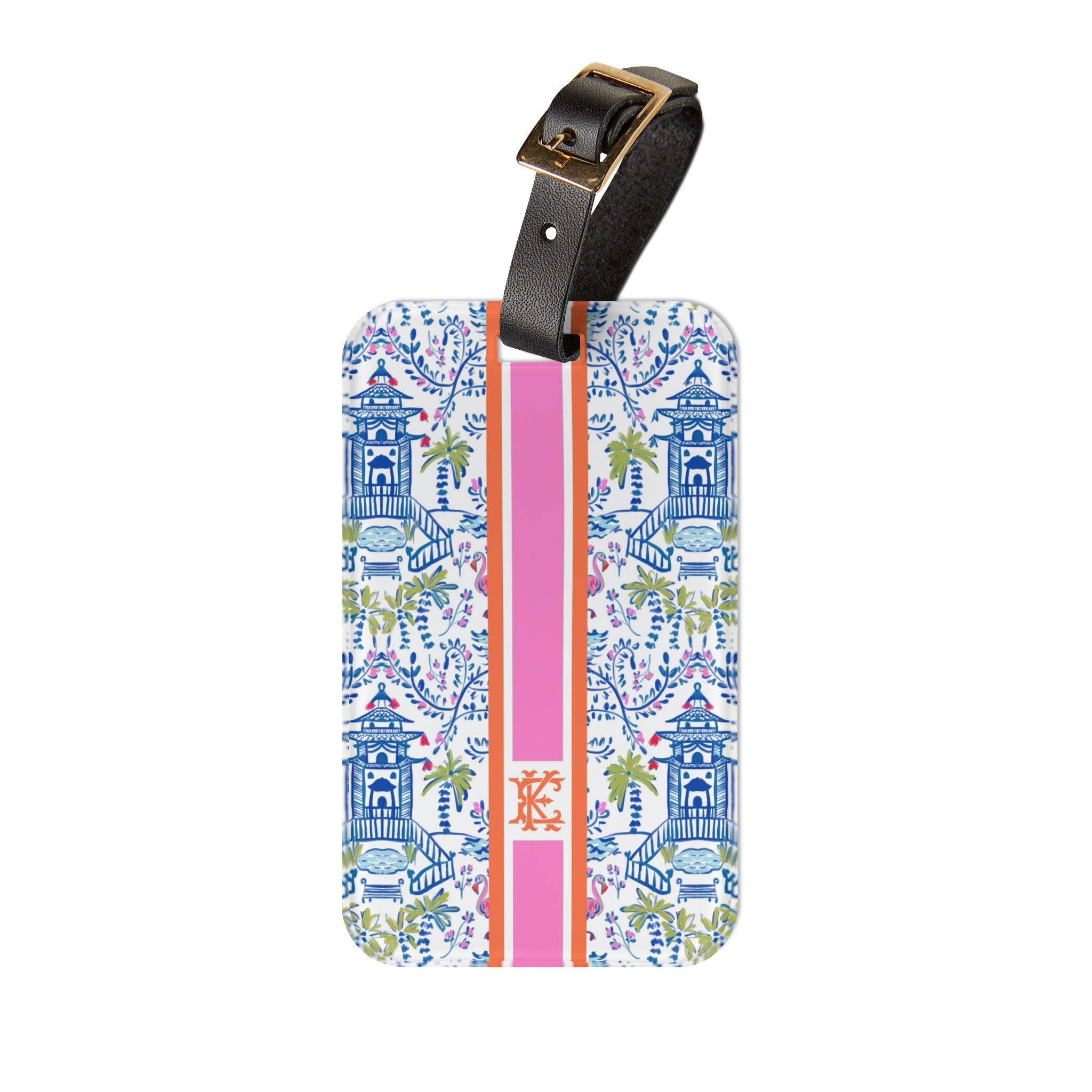 Colorful Chinoiserie Monogrammed Acrylic Luggage Tag