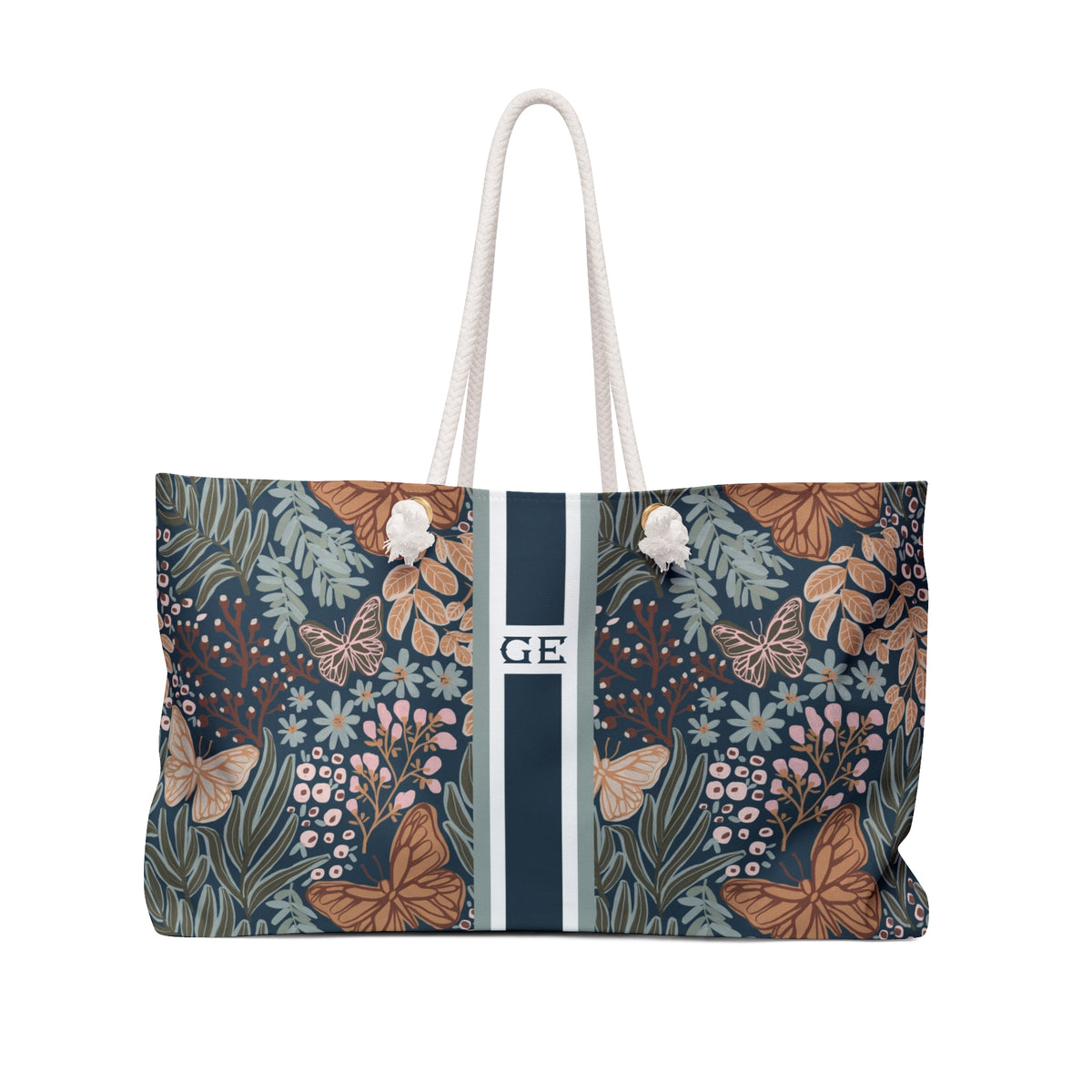 Dabney Striped Monogrammed Mahjong Bag
