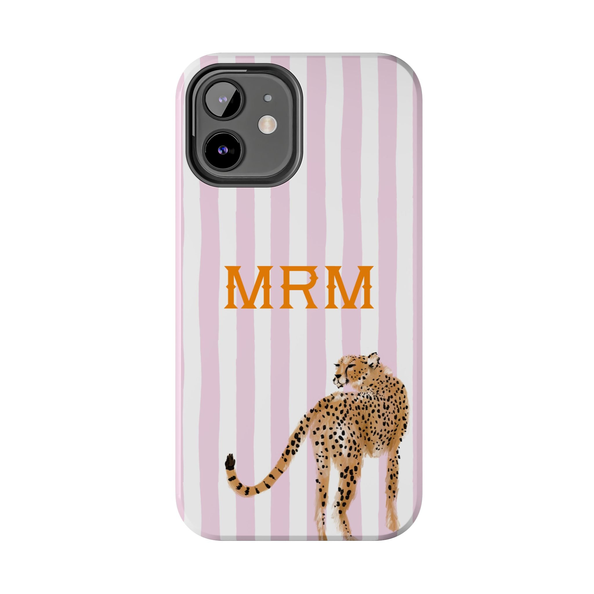 Preppy Cheetah (Pink) Monogrammed Tough Phone Case