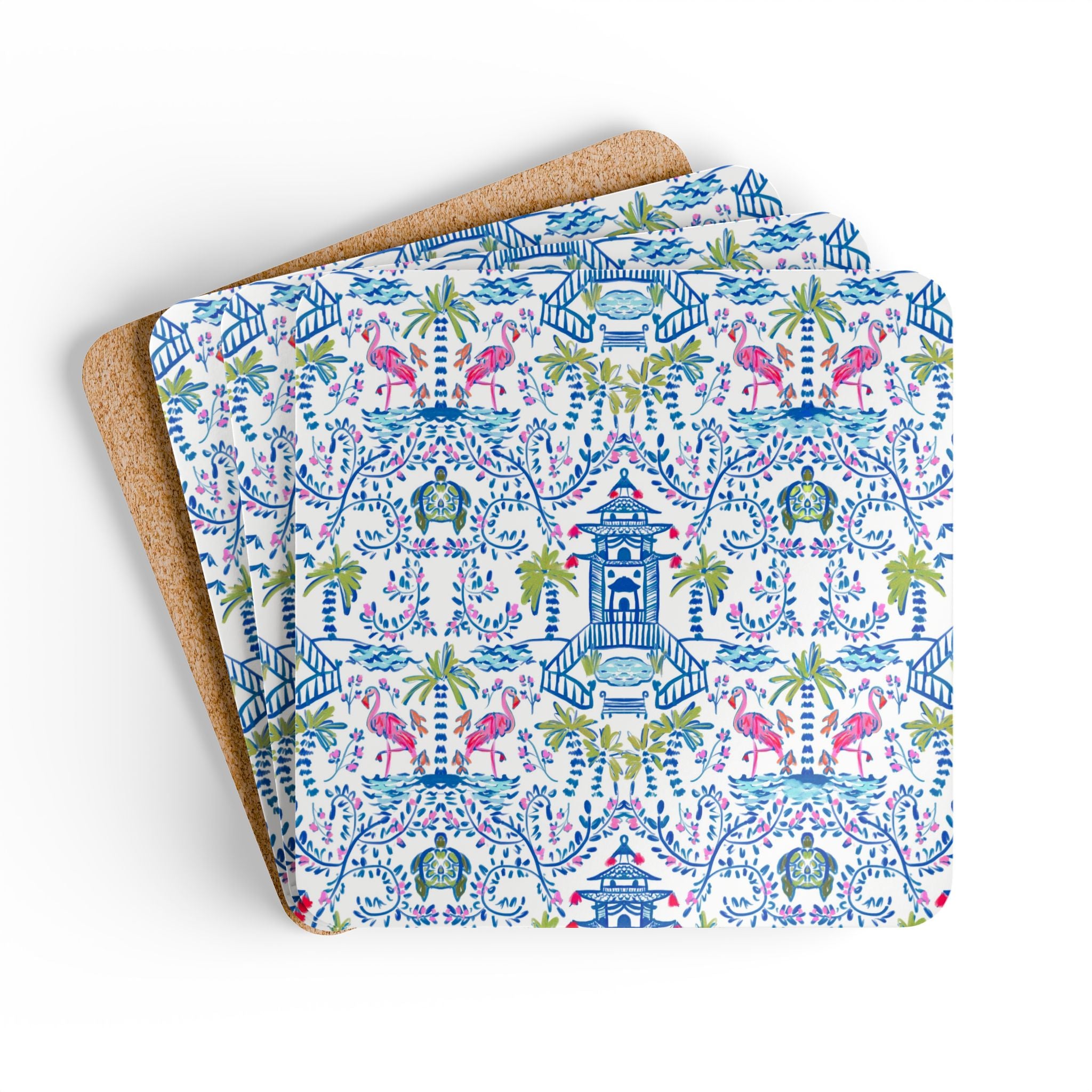 Colorful Chinoiserie Coaster Set (Set of 4)