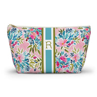 Aria Pink Striped Monogrammed Pouch