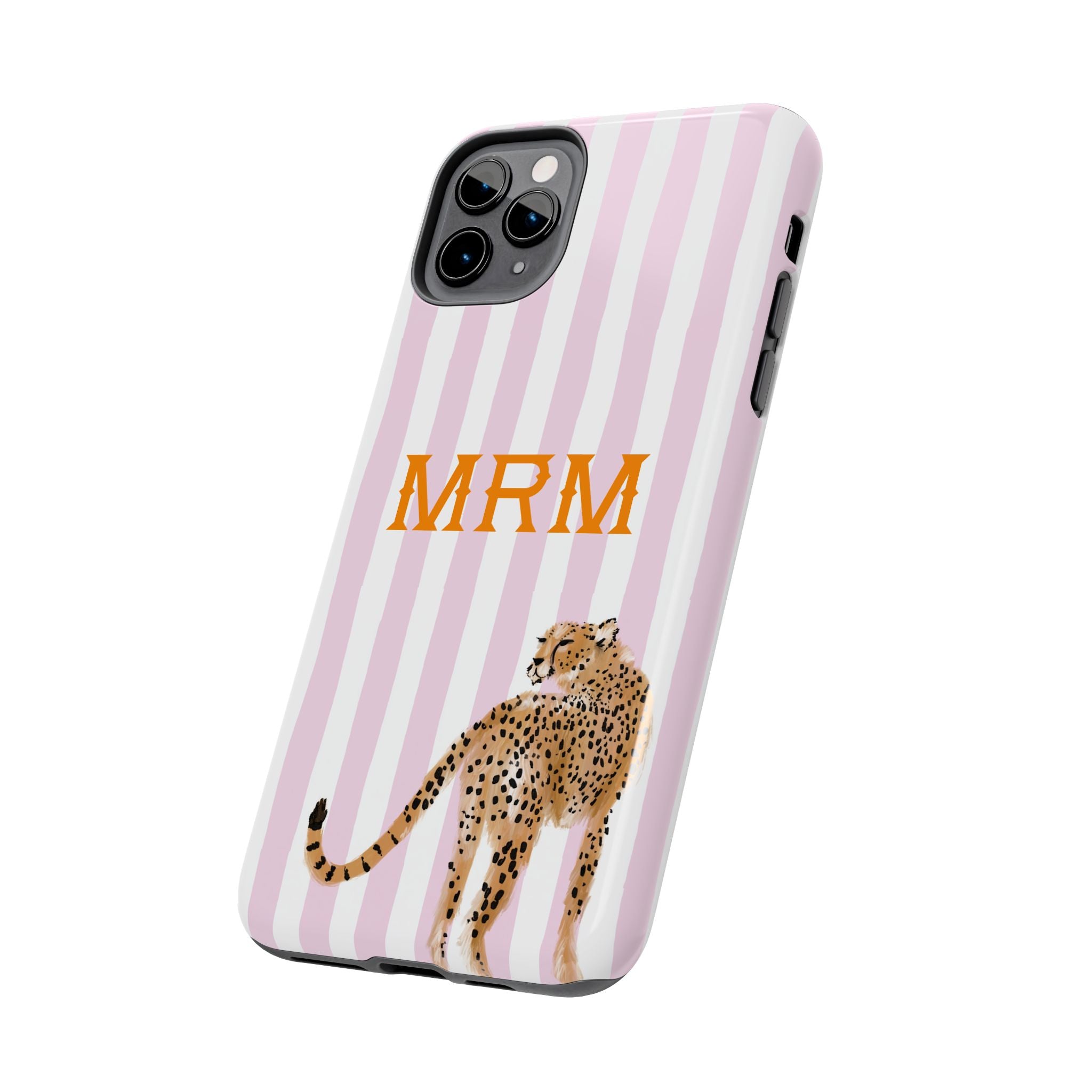 Preppy Cheetah (Pink) Monogrammed Tough Phone Case