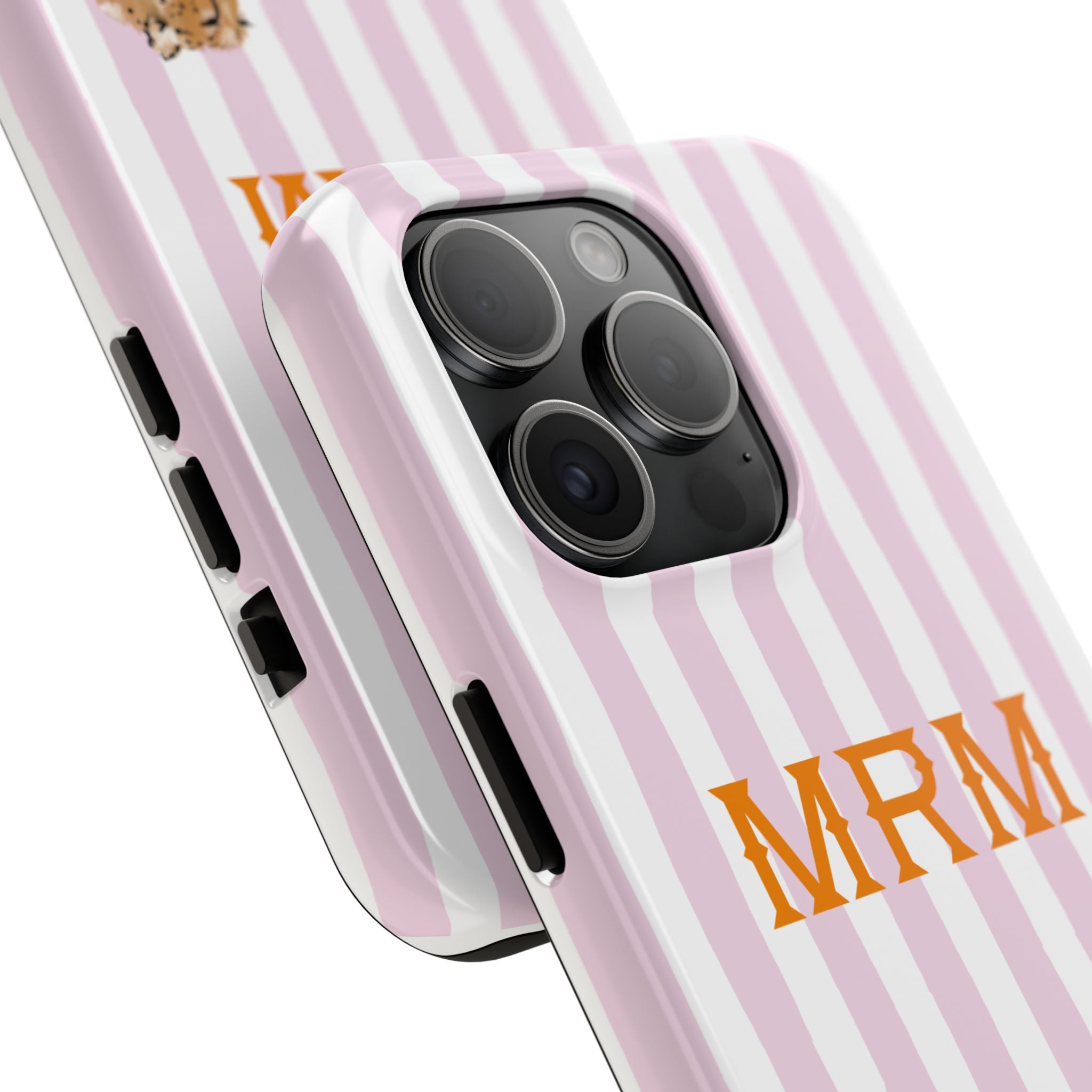 Preppy Cheetah (Pink) Monogrammed Tough Phone Case