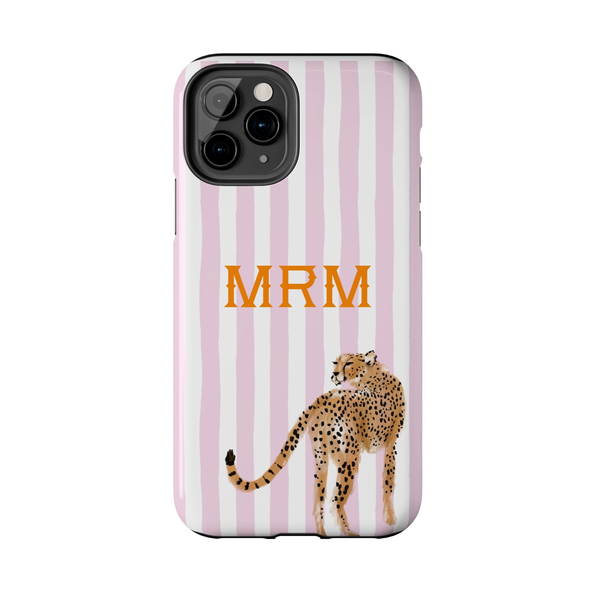 Preppy Cheetah (Pink) Monogrammed Tough Phone Case