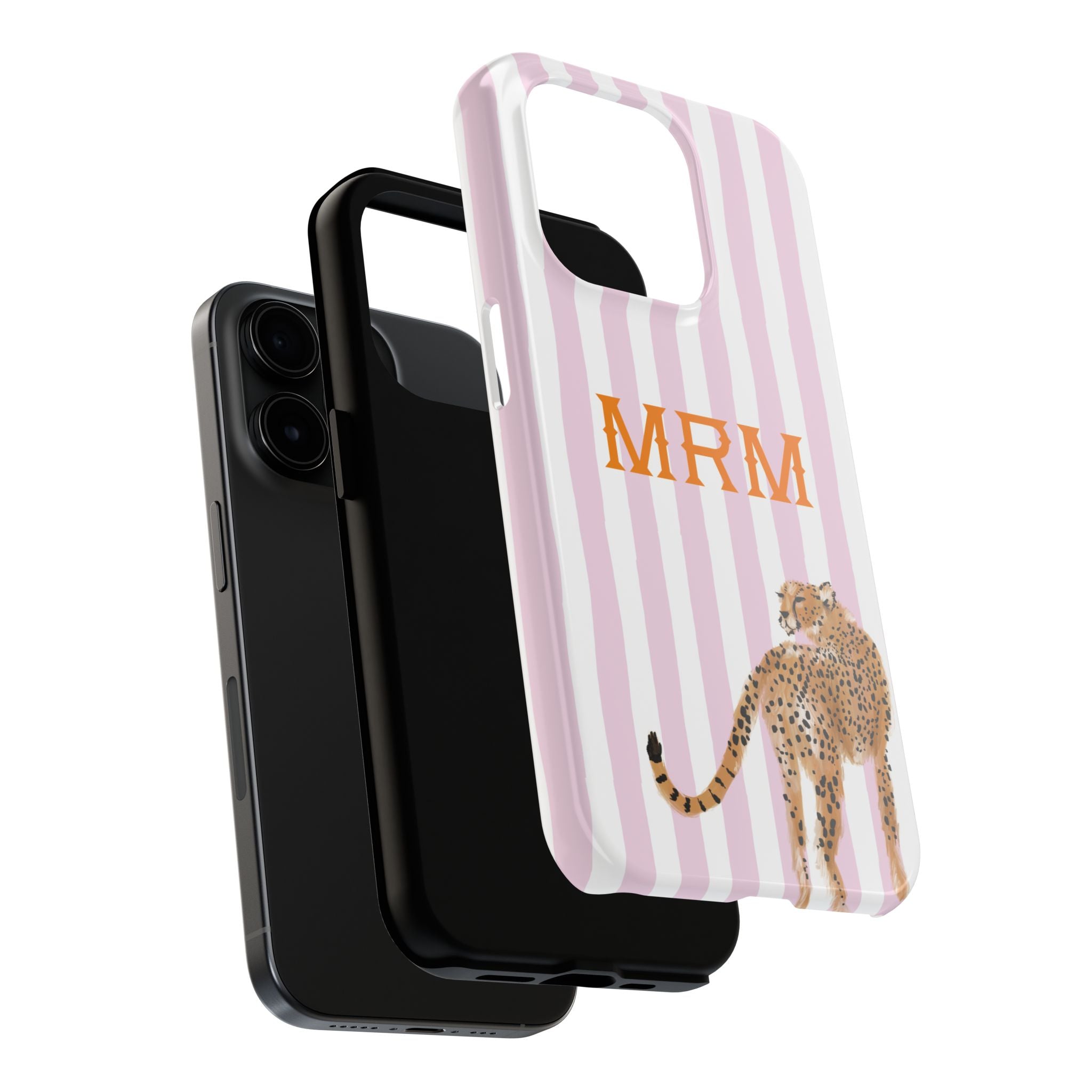 Preppy Cheetah (Pink) Monogrammed Tough Phone Case