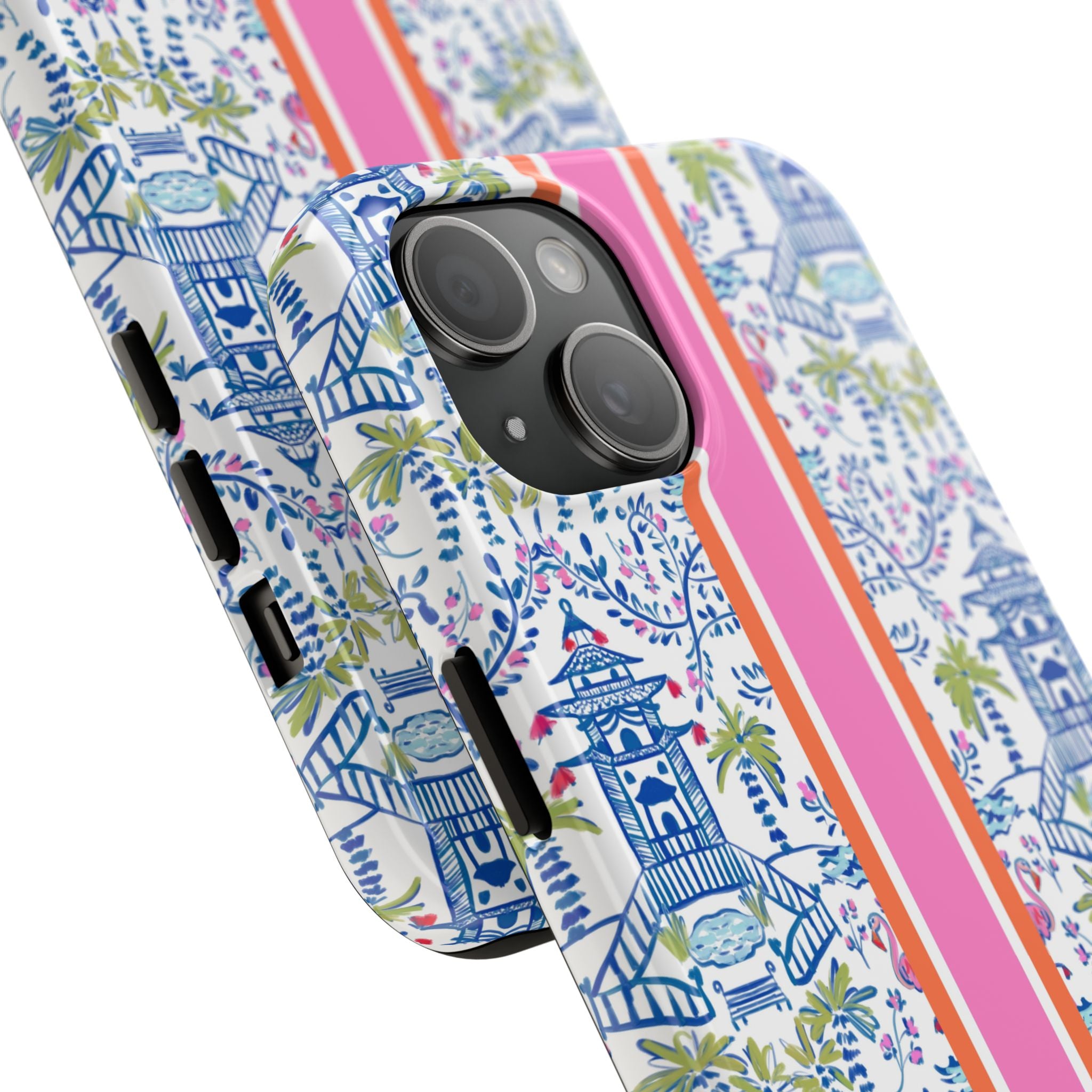 Colorful Chinoiserie Monogrammed Tough Phone Case