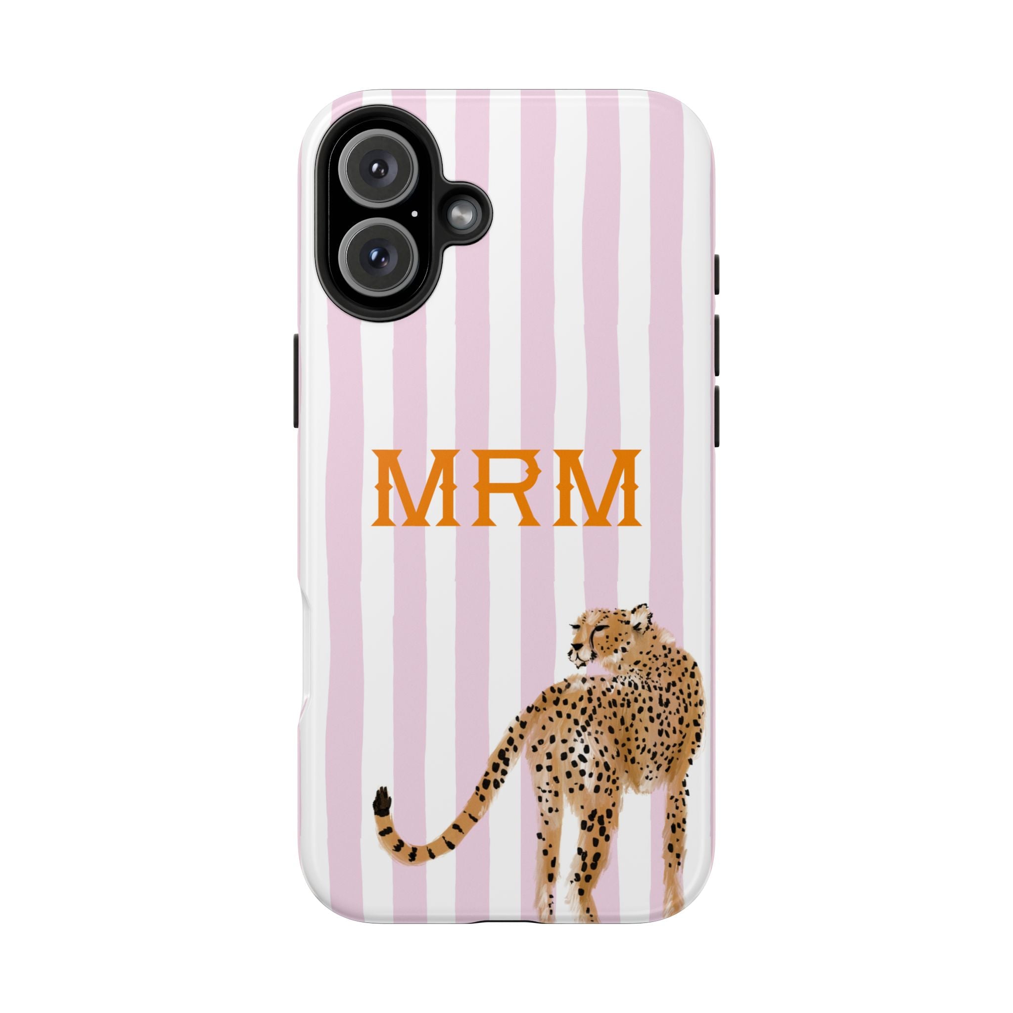 Preppy Cheetah (Pink) Monogrammed Tough Phone Case