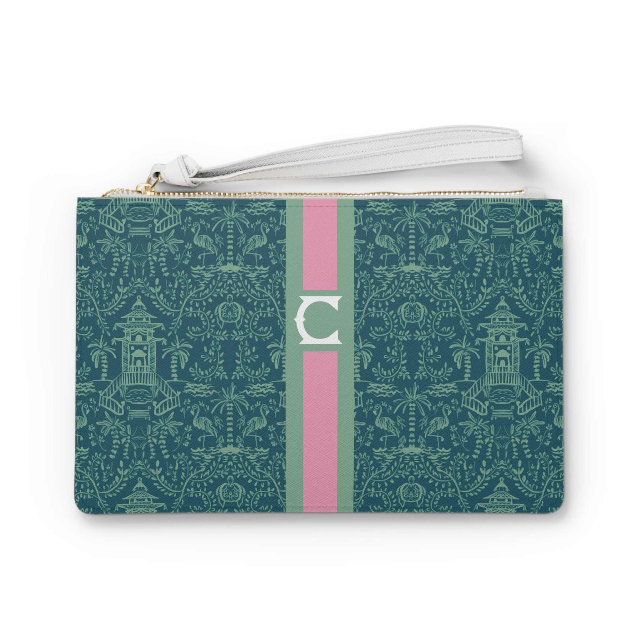 Palm Beach Teal Striped Monogrammed Mahjong Card Holder