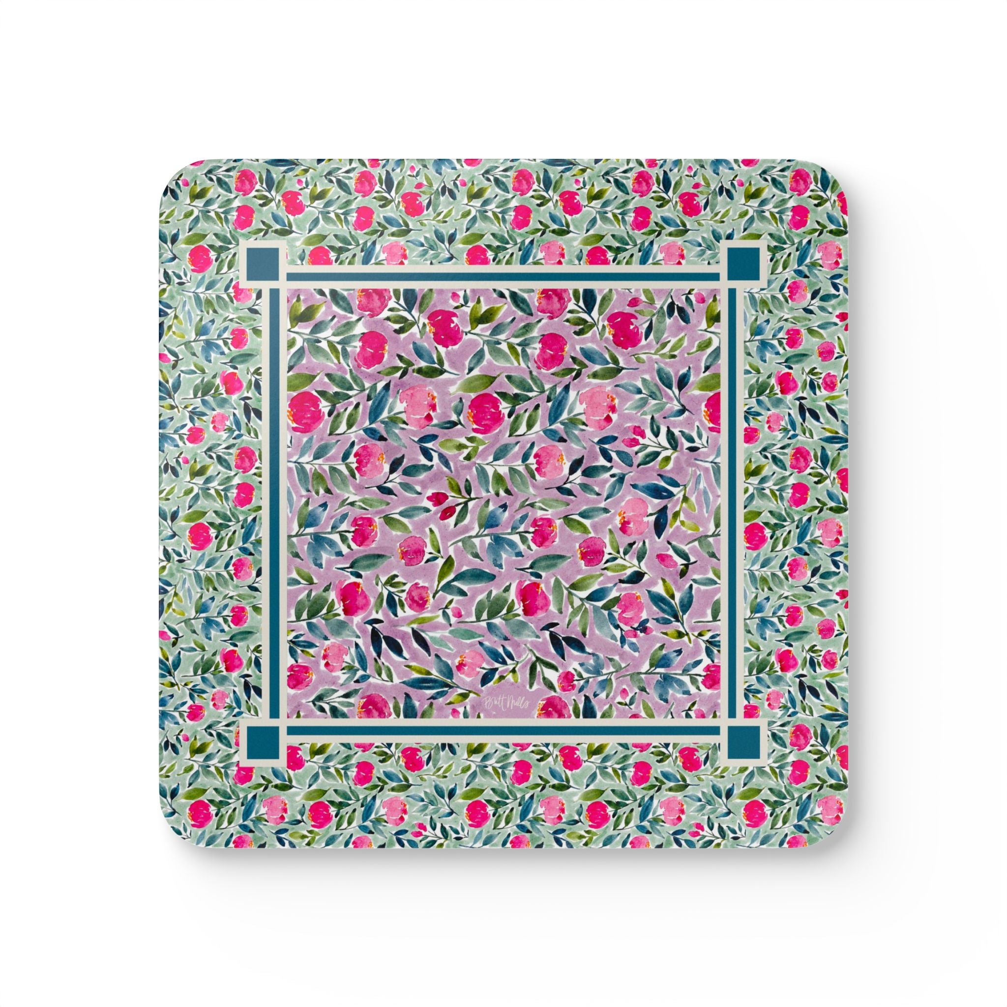 Flora Mahjong Mat Art Coaster Set (Set of 4)