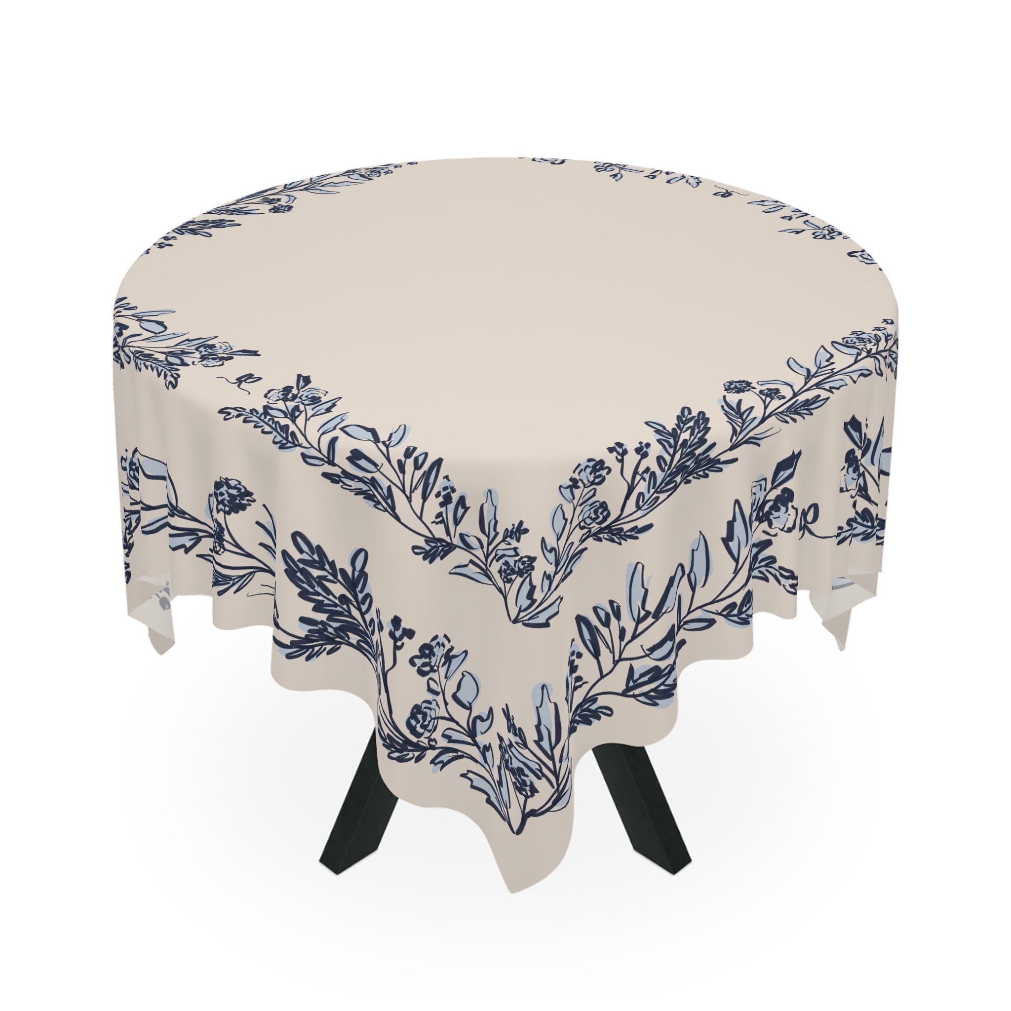 Bow and Bloom Square Tablecloth (Navy)