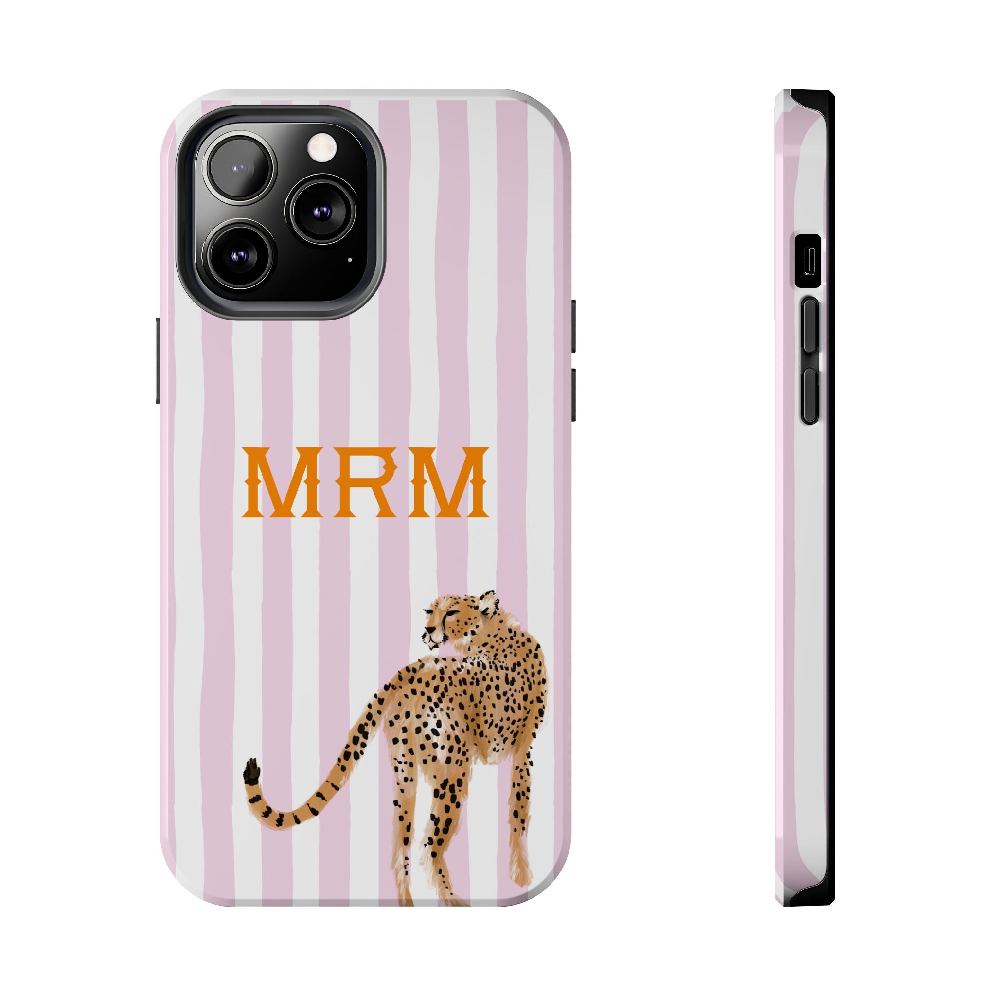Preppy Cheetah (Pink) Monogrammed Tough Phone Case