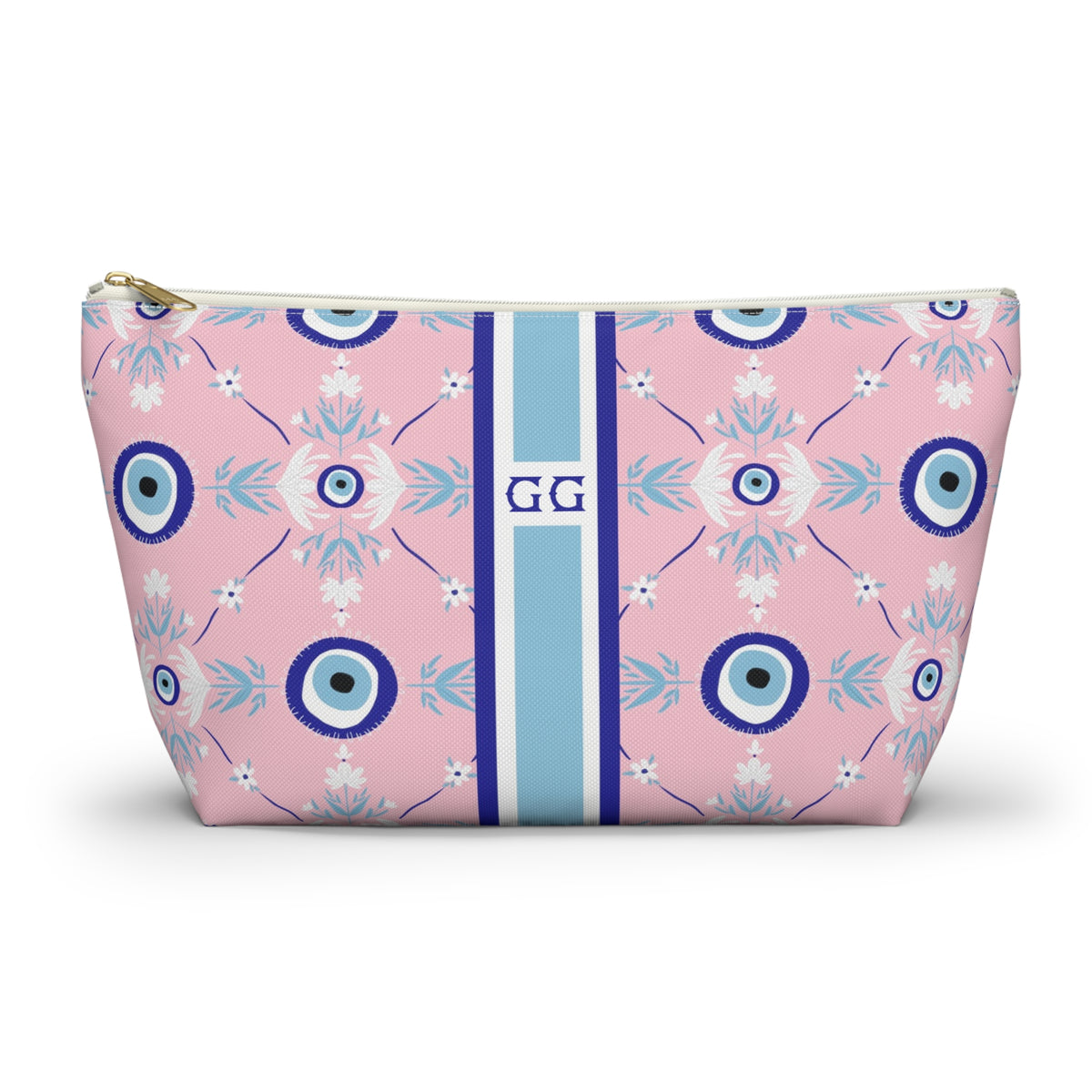 Evil Eye Striped Monogrammed Mahjong Tile Pouch