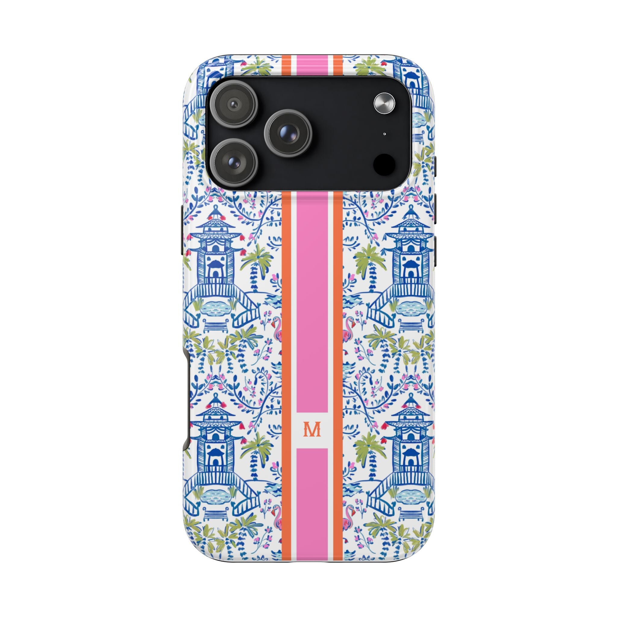 Colorful Chinoiserie Monogrammed Tough Phone Case