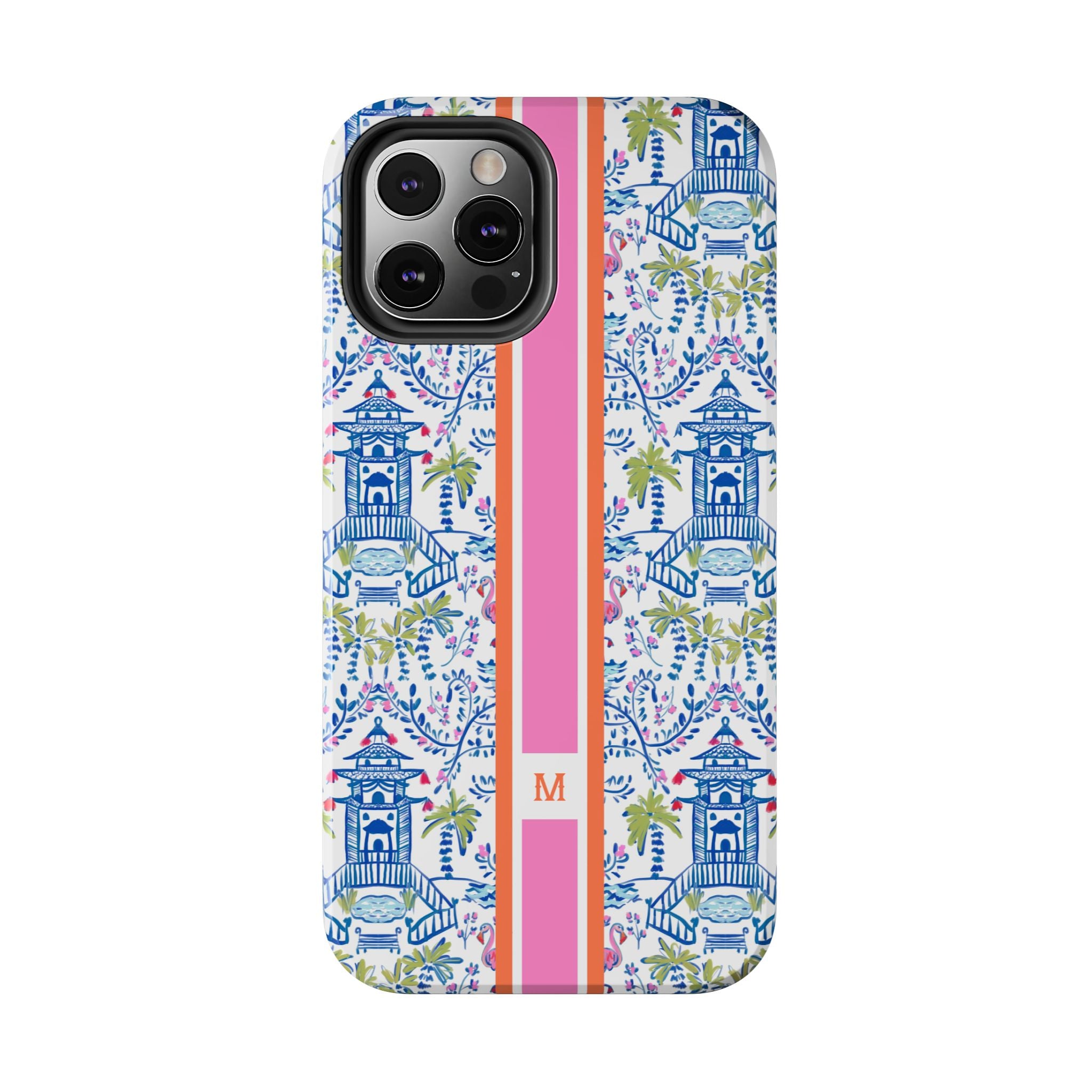 Colorful Chinoiserie Monogrammed Tough Phone Case