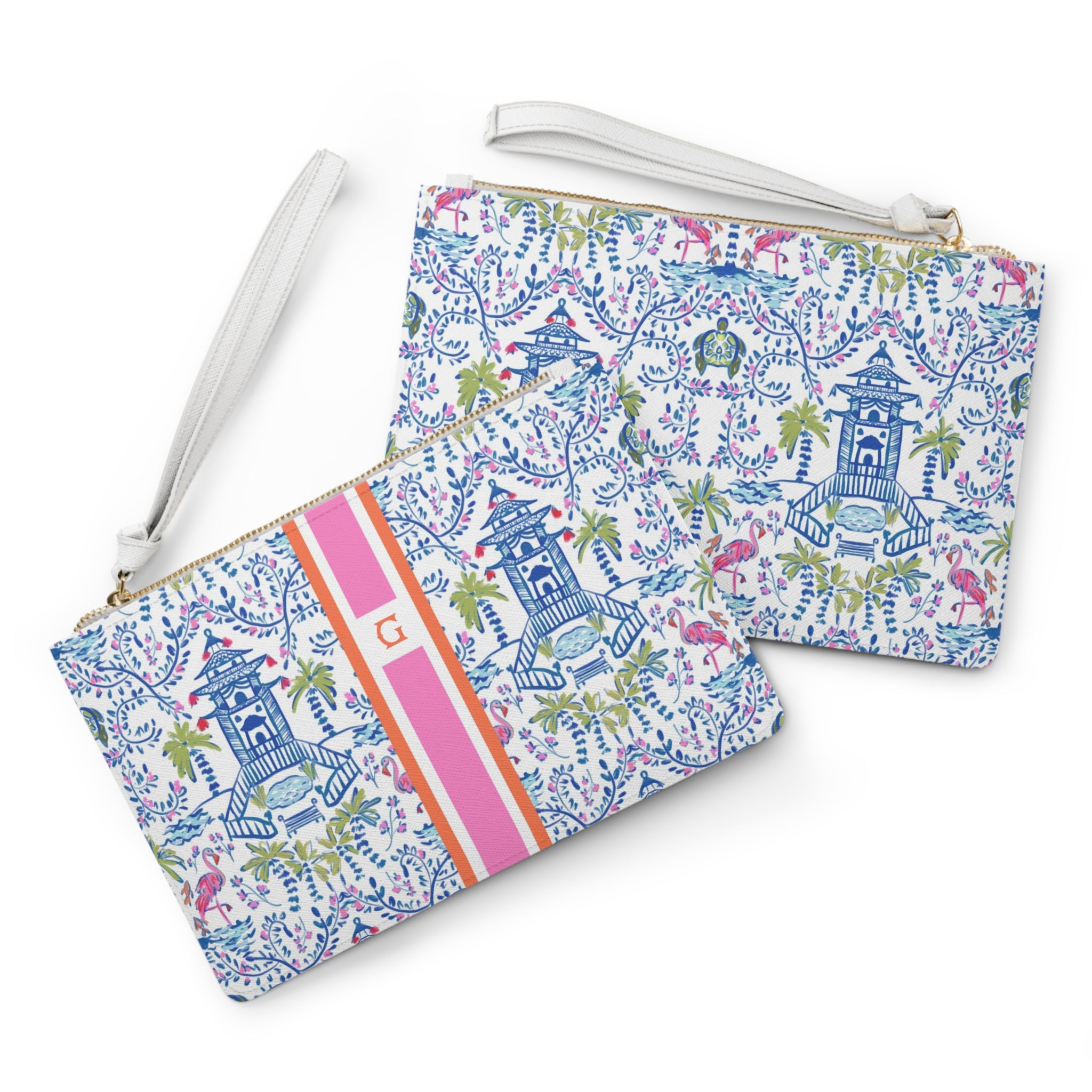 Colorful Chinoiserie Striped Monogrammed Mahjong Card Holder