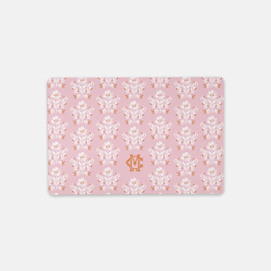 Evangeline Pink Monogrammed Desk Mat – Small (18″ x 12″)