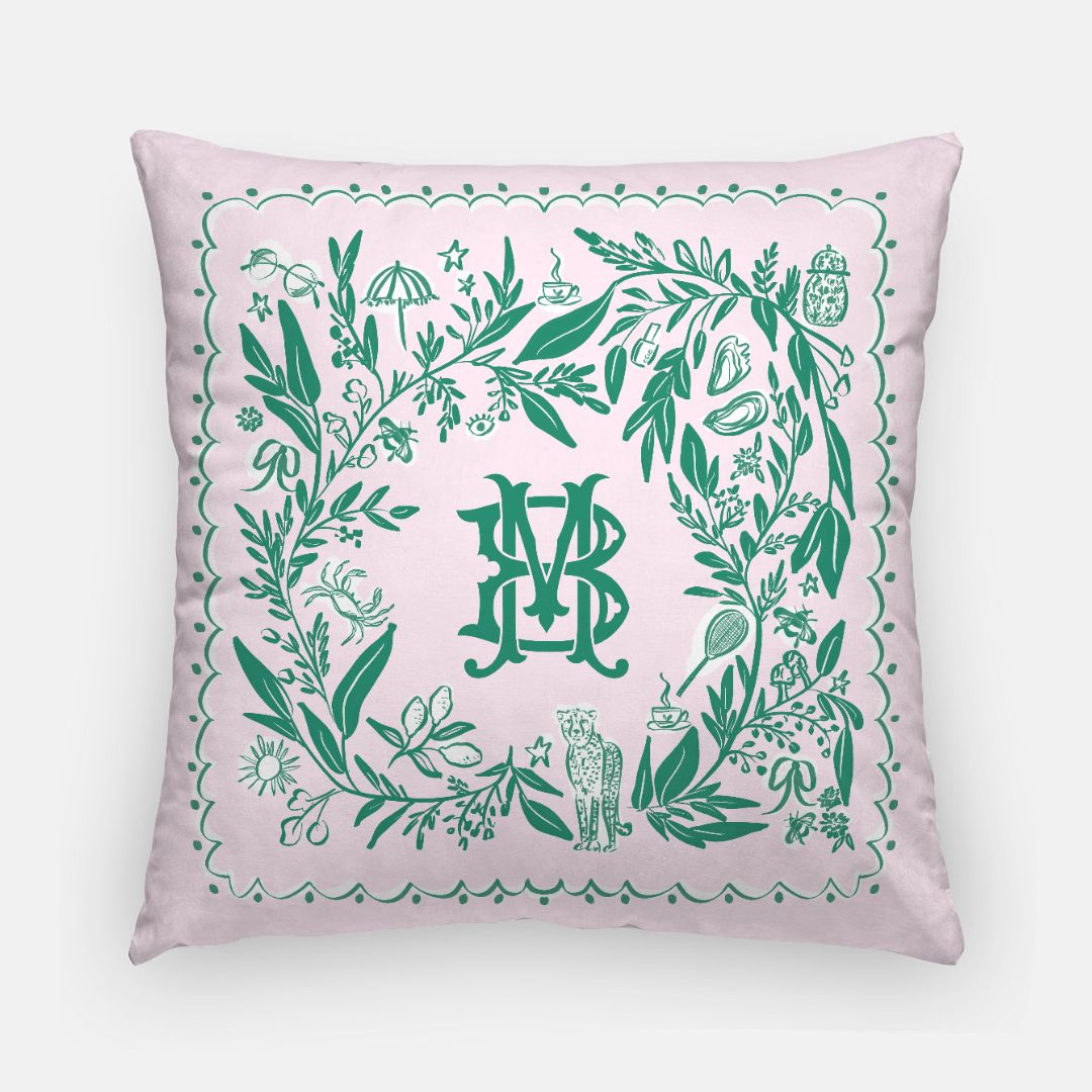 Small Things Monogrammed Throw Pillowcase 20"x20"