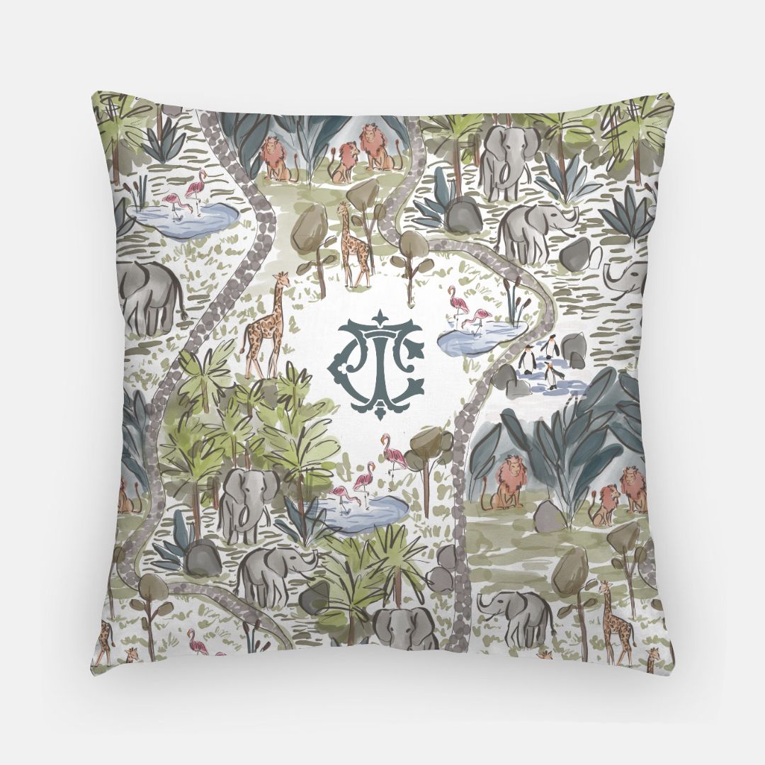 Day at the Zoo Monogrammed Pillowcase 20"x20"