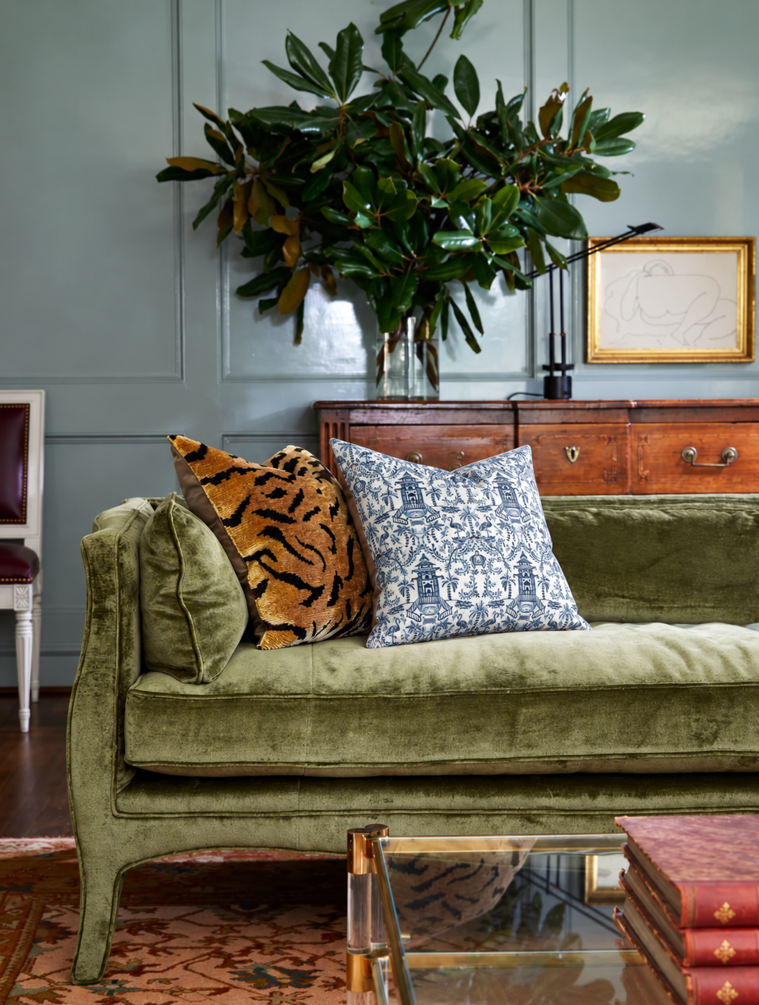 Palm Beach Velvet Throw Pillow