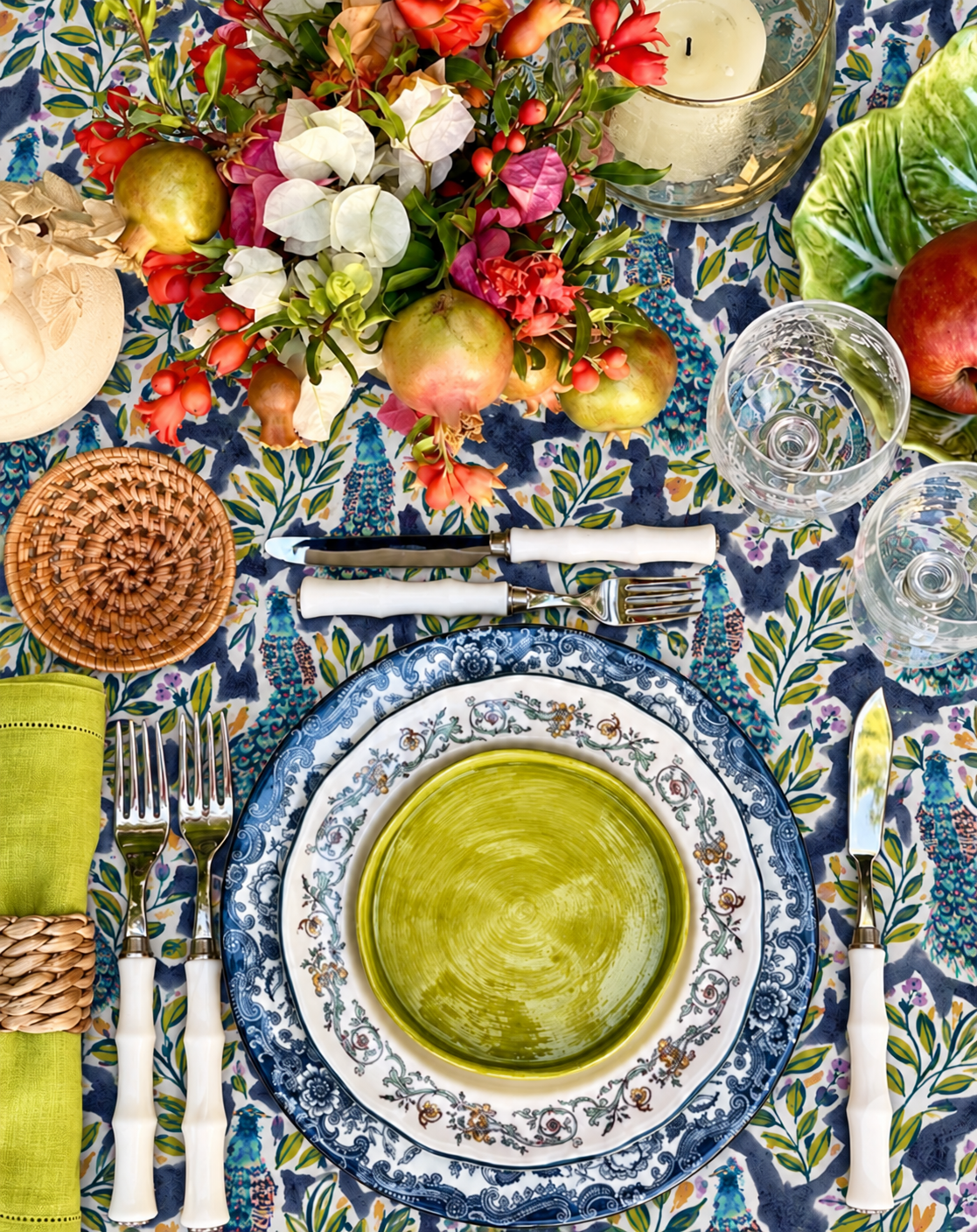 Peacock Garden Tablecloth