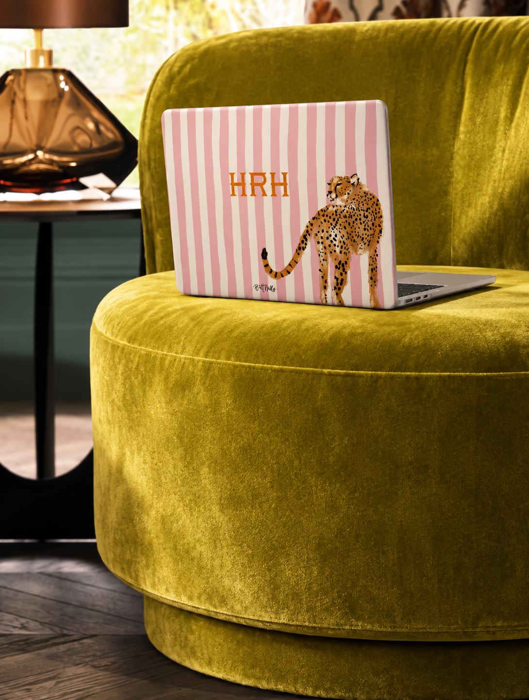 Preppy Cheetah Pink Monogrammed Matte MacBook Cases
