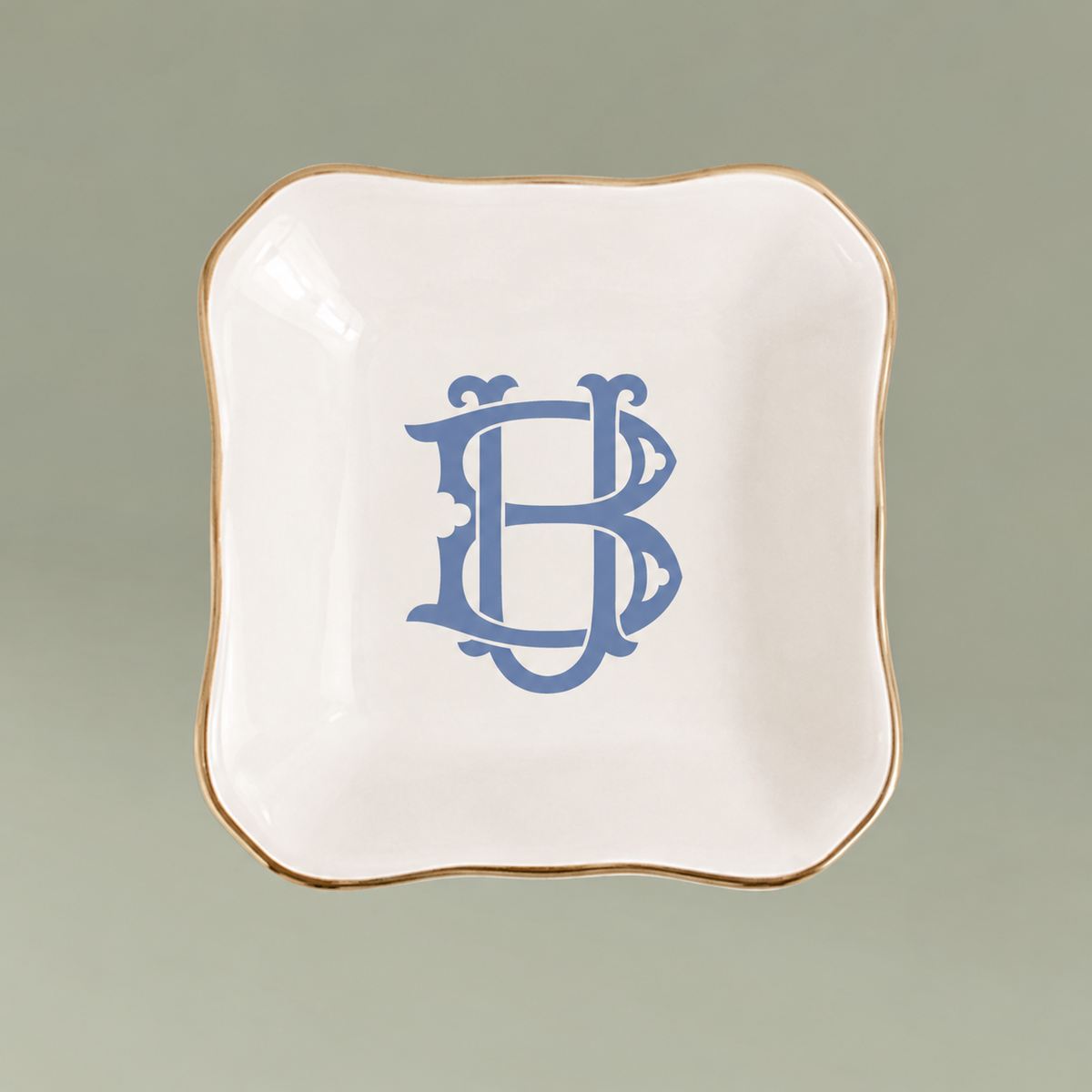 Interlocking Monogrammed Ceramic Tray