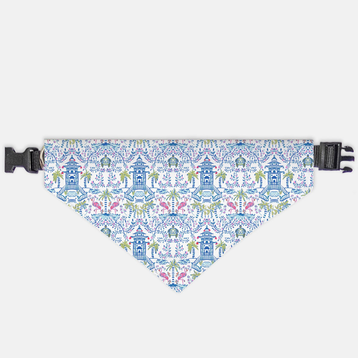 Colorful Coastal Chinoiserie Pet Bandana Collar