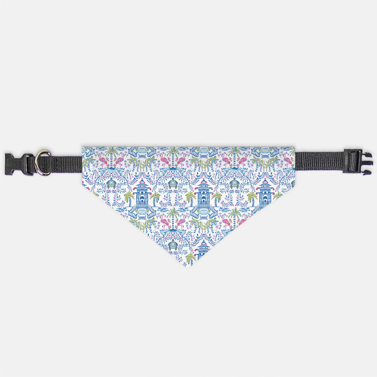 Colorful Coastal Chinoiserie Pet Bandana Collar