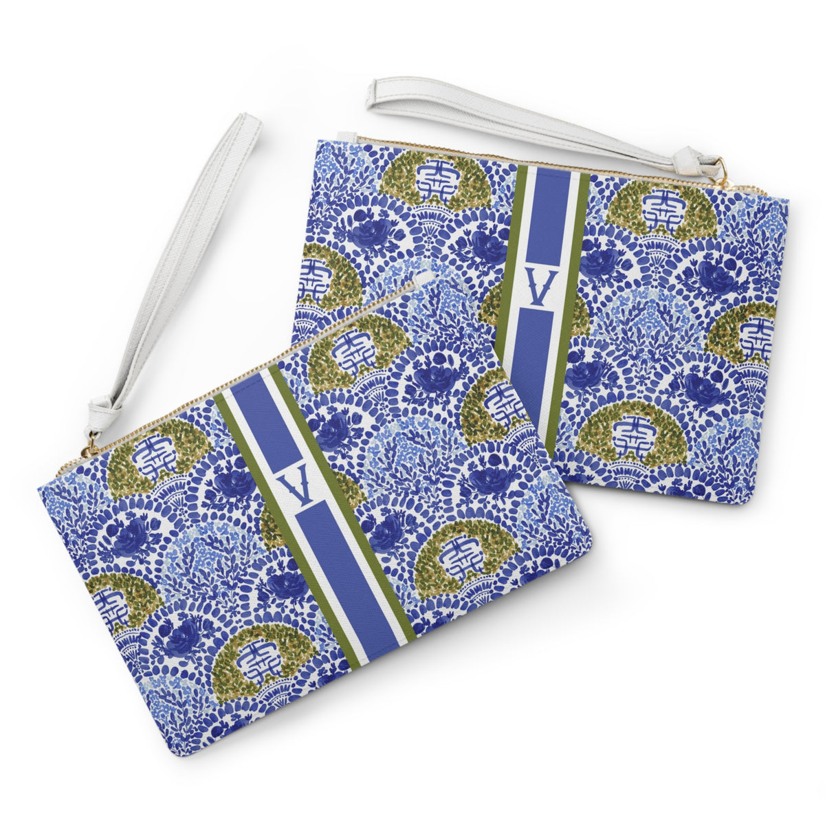 Chinoiserie Shrubs Striped Monogrammed Mahjong Card Holder