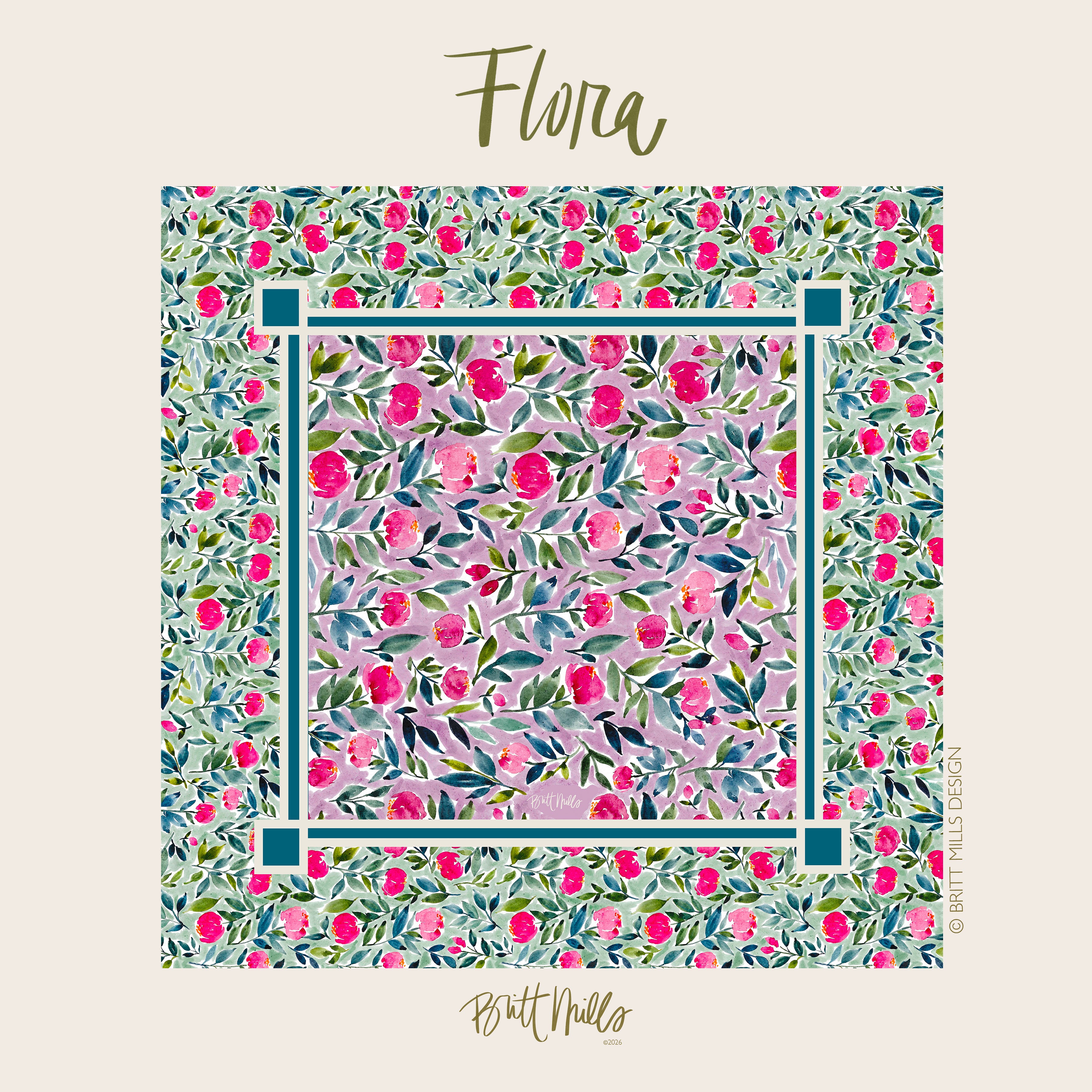 Flora Neoprene Mahjong Mat