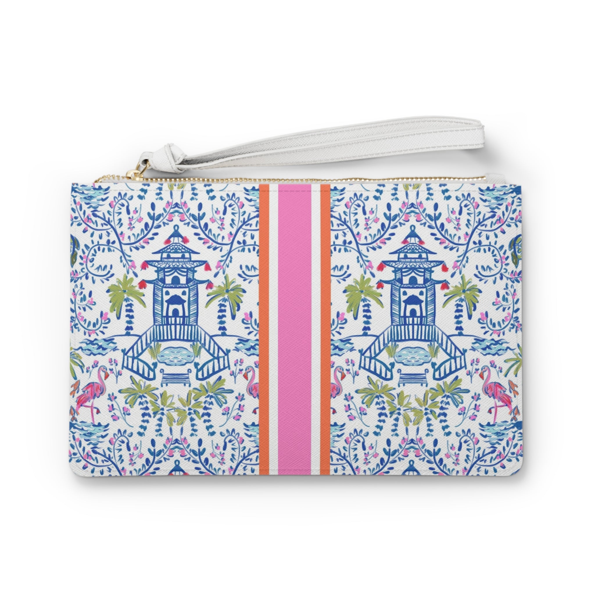 Colorful Chinoiserie Striped Monogrammed Mahjong Card Holder
