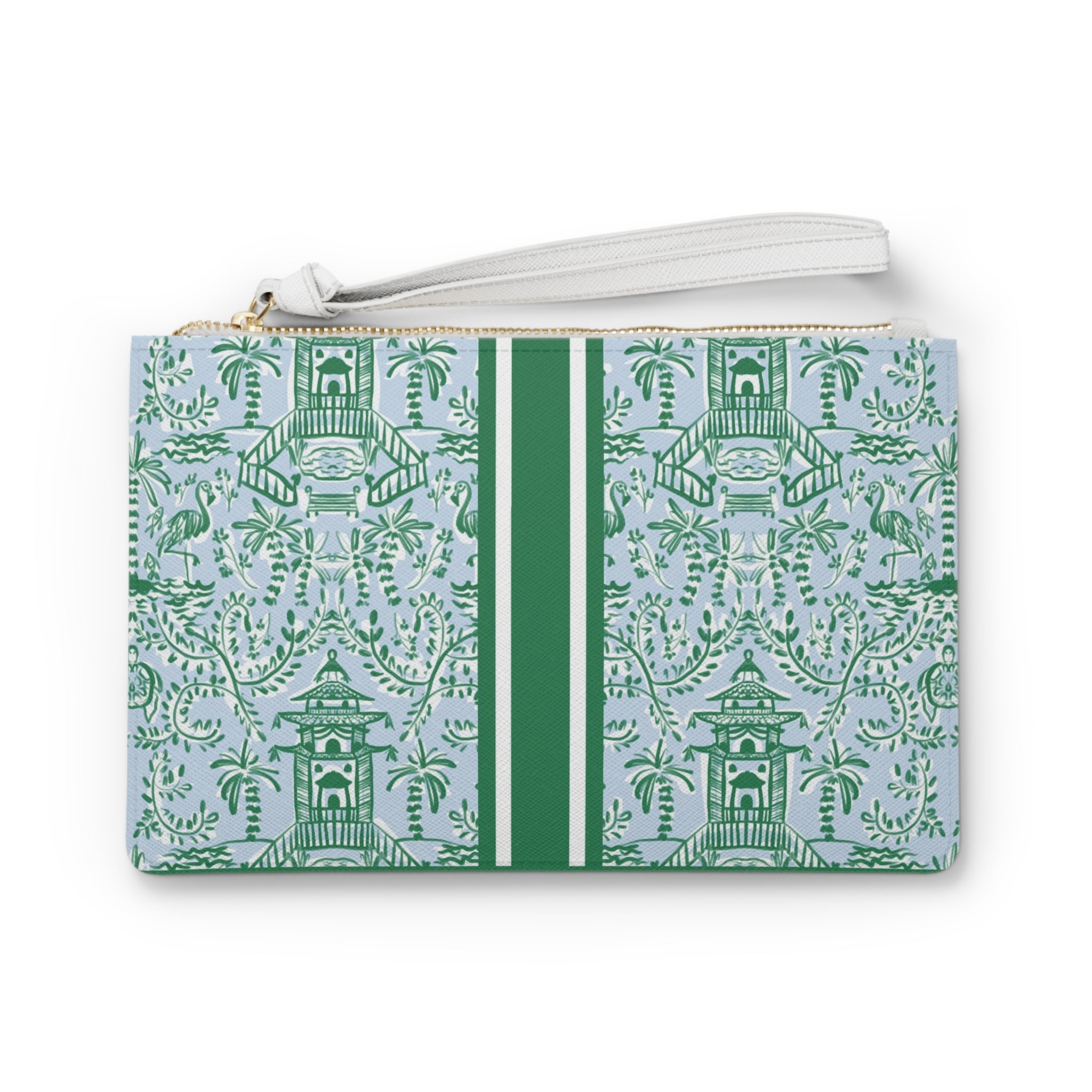 Chinoiserie Palms Striped Monogrammed Mahjong Card Holder