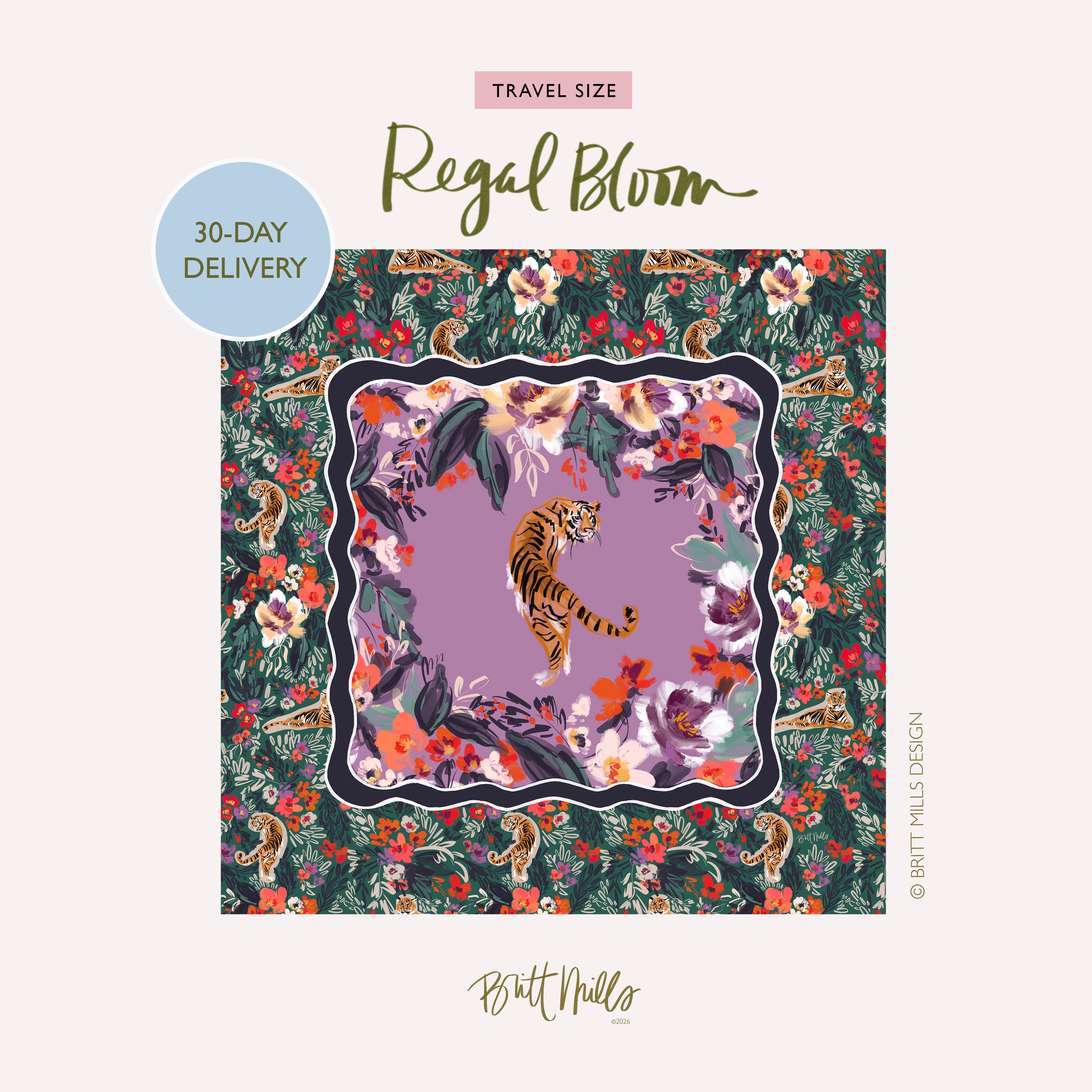 Regal Bloom Mini Travel Mahjong Mat (Non-Neoprene)