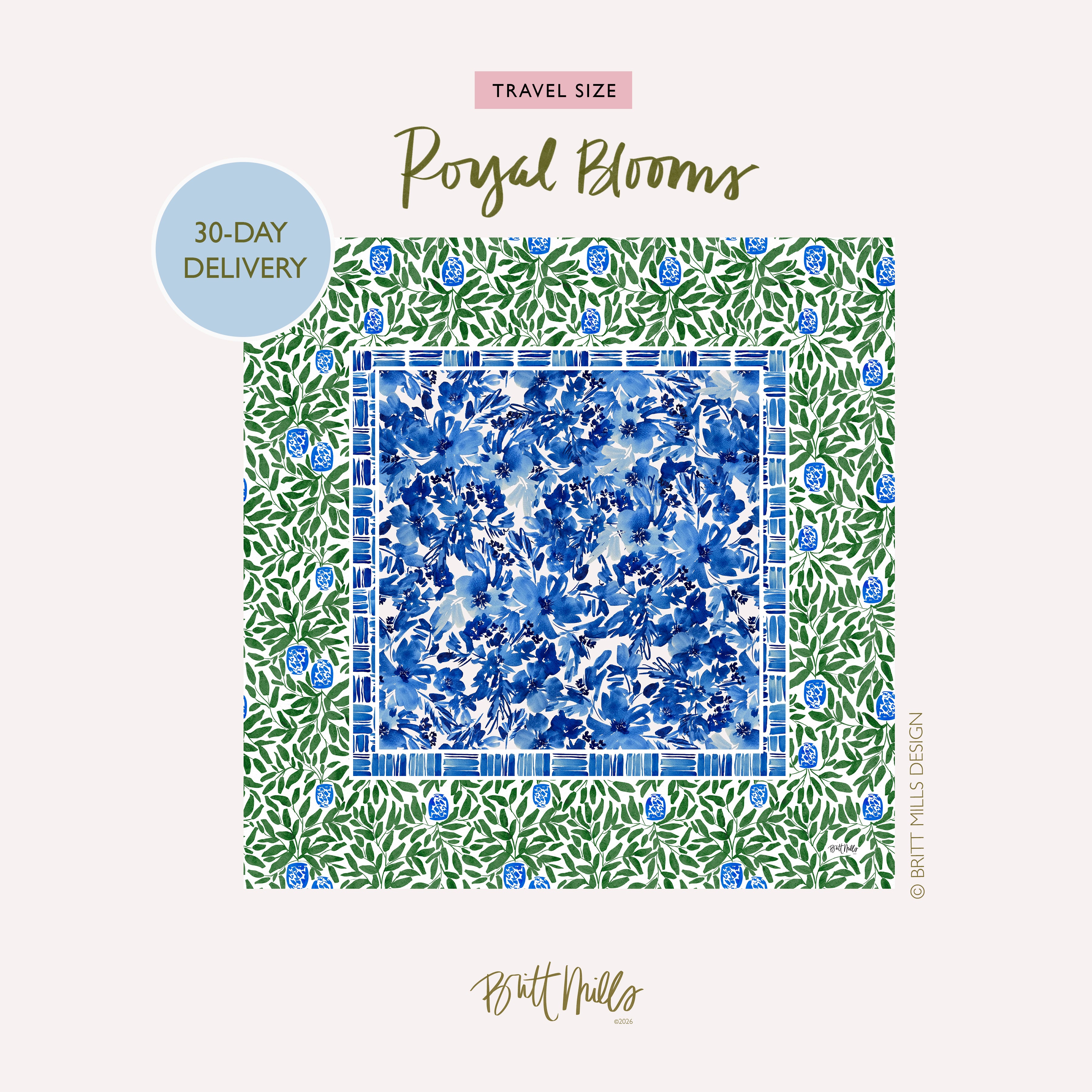 Royal Blooms Mini Travel Mahjong Mat (Non-Neoprene)