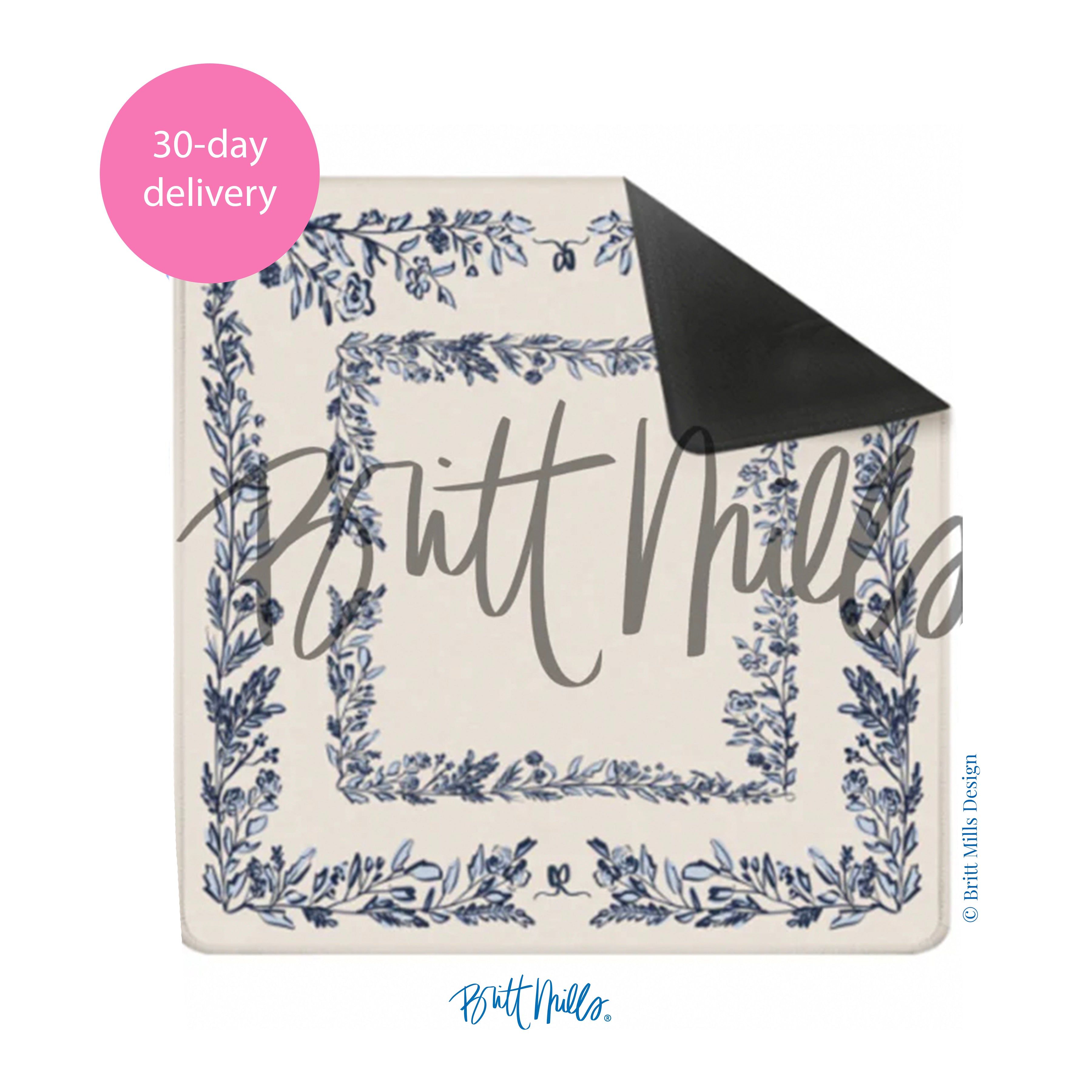 Blue Bow & Bloom Mahjong Mat (Non-Neoprene)