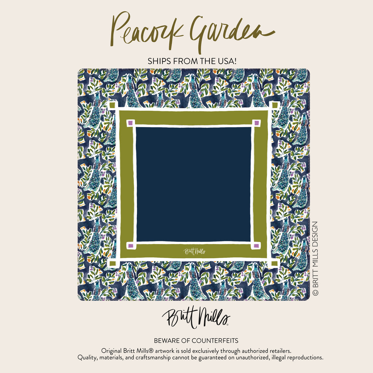 Peacock Garden Neoprene Mahjong Mat [Arriving late October]