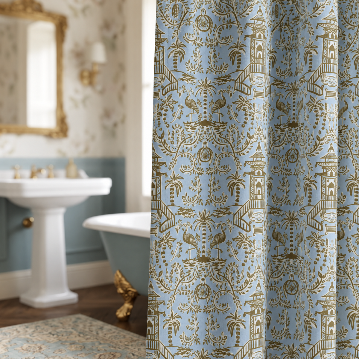 Soirée Blue Shower Curtain