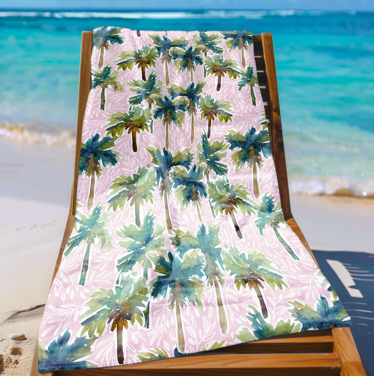 Island Palms (Pink) Beach Towel