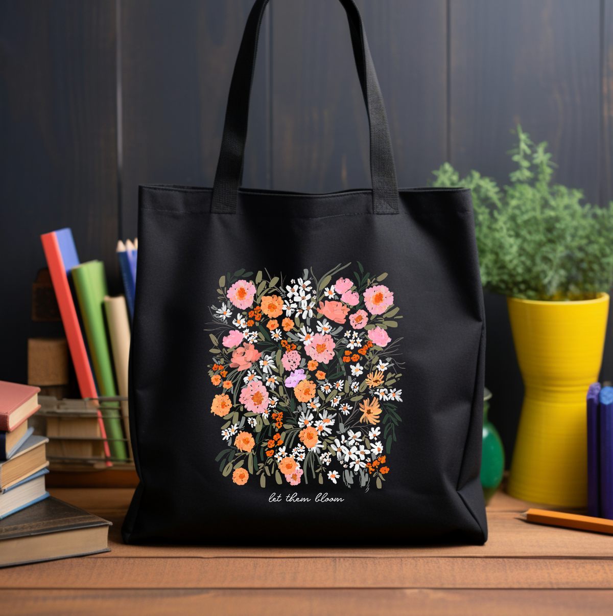 Let Them Bloom Teacher Eco Tote Bag (Wildflowers)