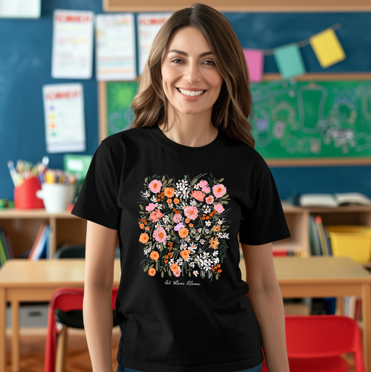 Let Them Bloom Teacher Shirt (Wildflowers)