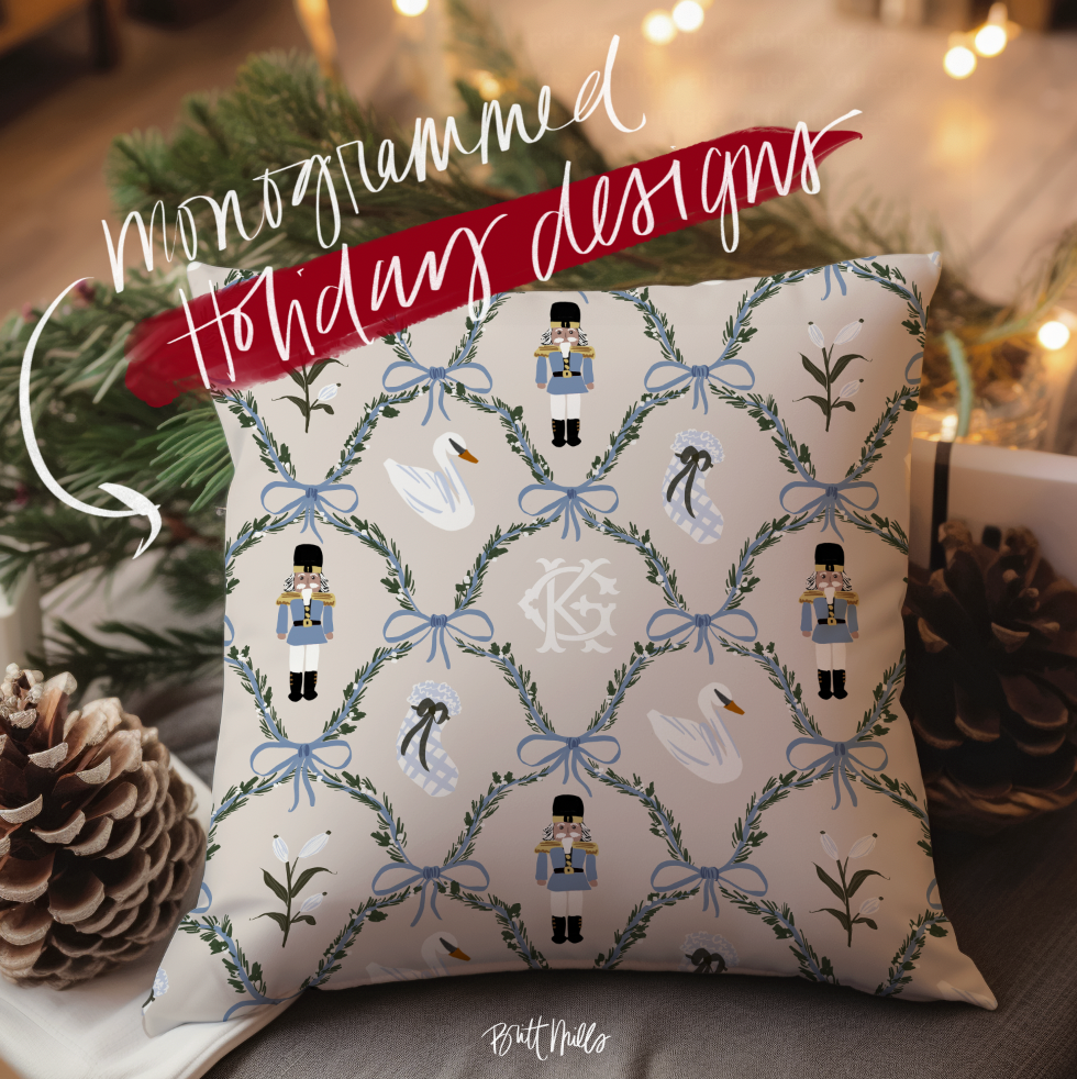 Nutcracker Monogrammed Pillowcase 20"x20"