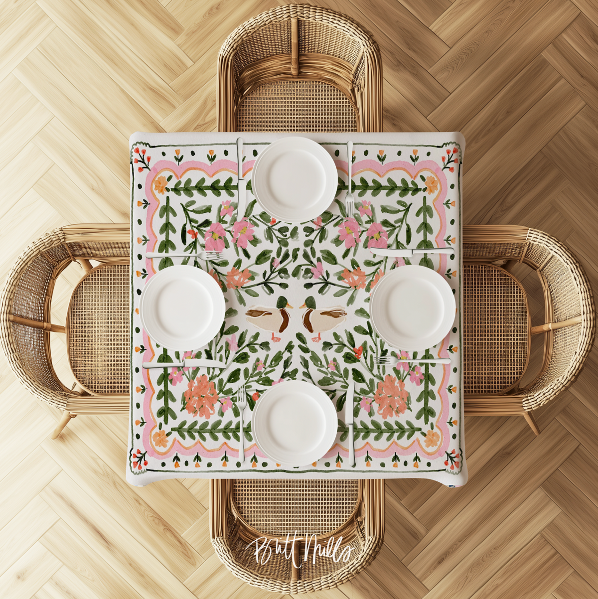 Walk in the Park Square Tablecloth